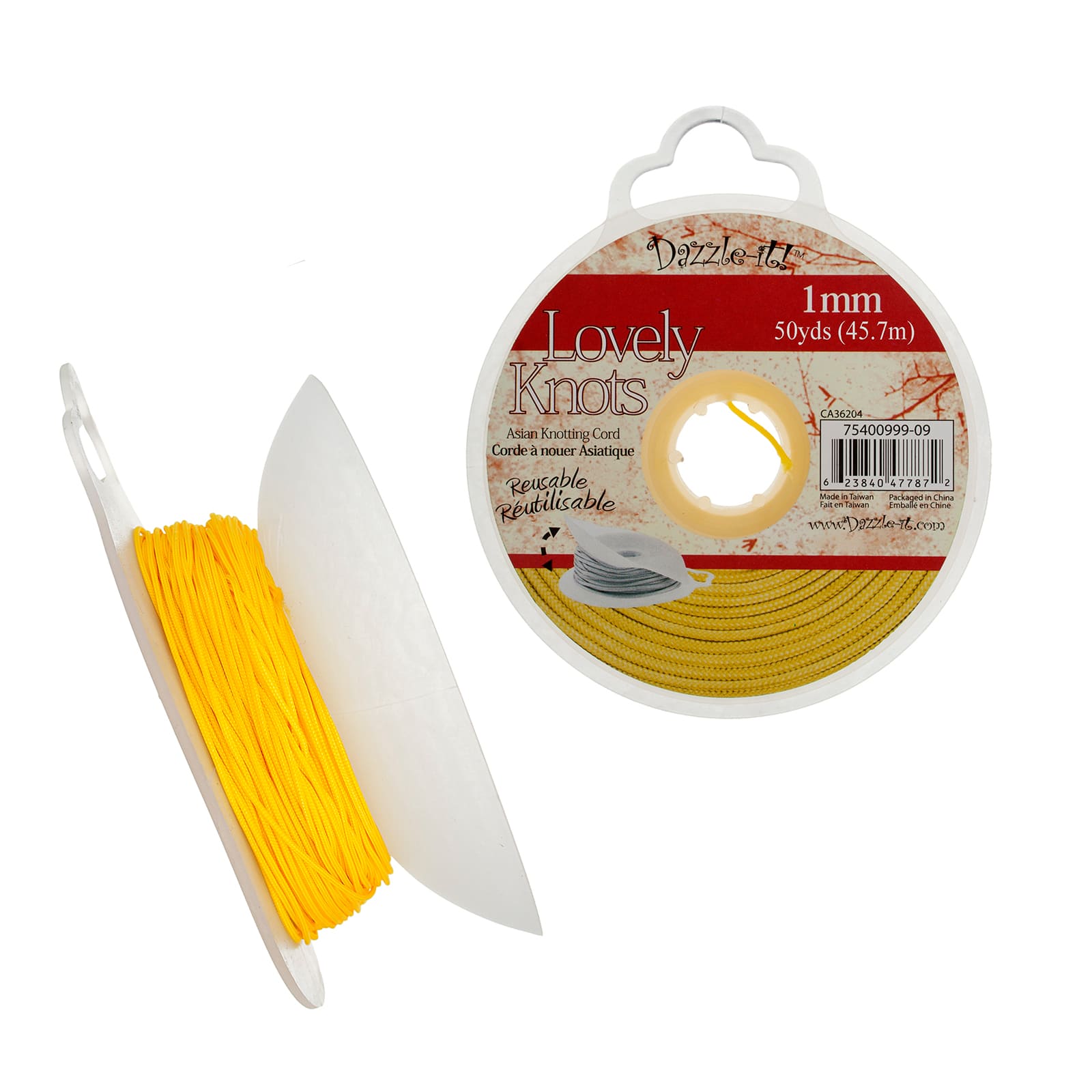 John Bead Lovely Knots 1mm Asian Knotting Cord with Bobbin, 50yd.