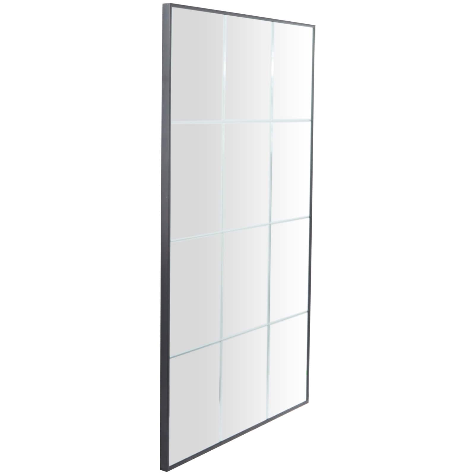 Black Metal Grid Style Panel Wall Mirror 23" x 1" x 40"