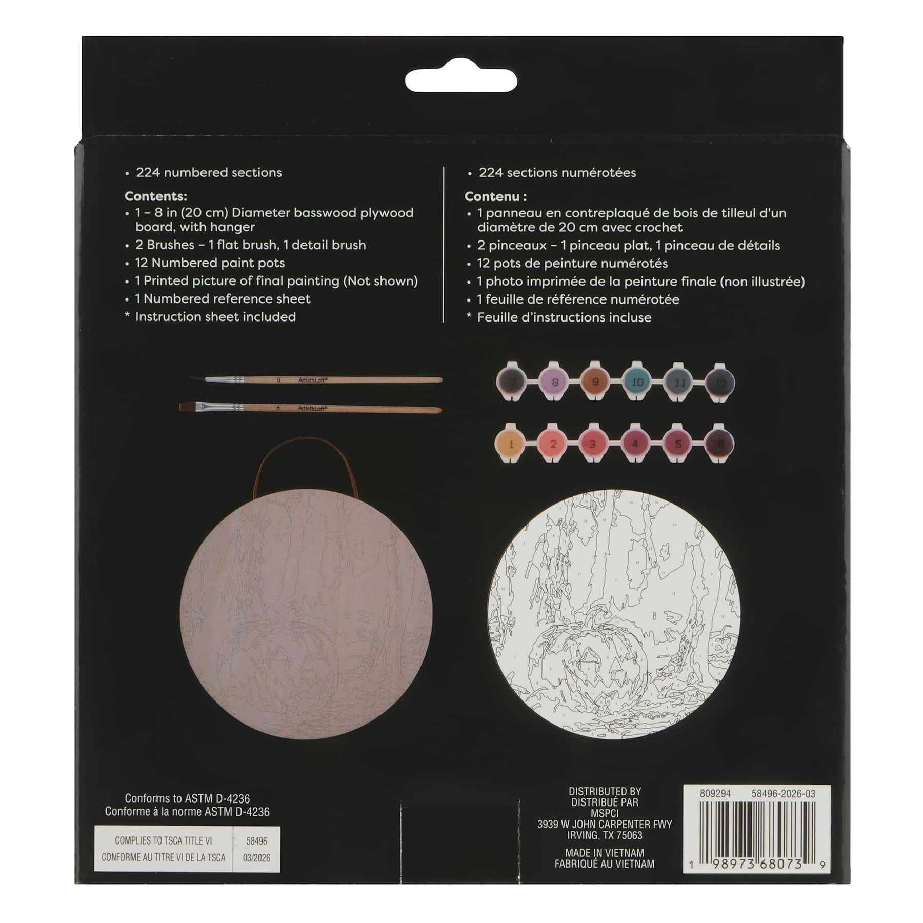 8" Jack-o'-Lantern Paint-by-Number Plywood Surface Kit by Artist's Loft®