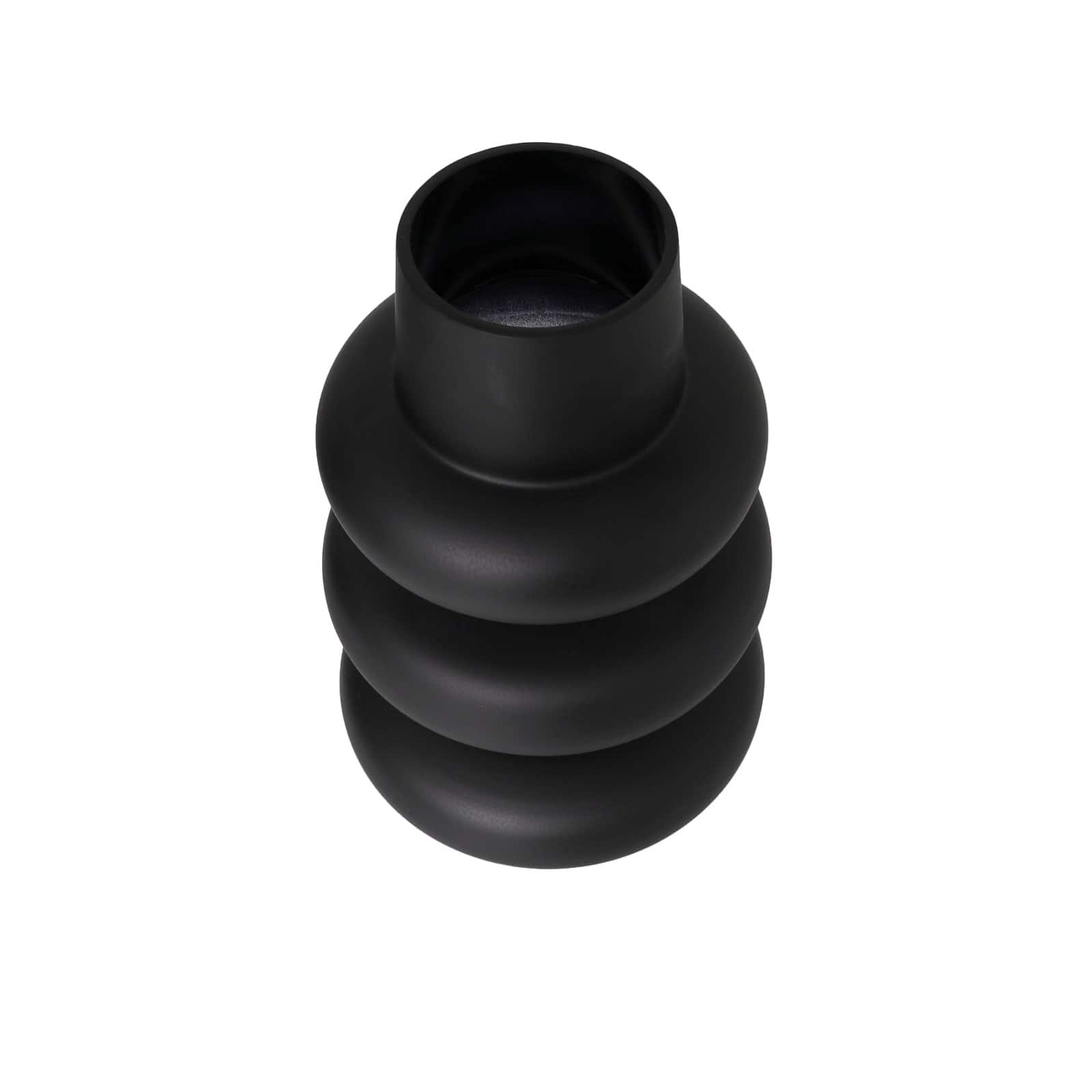 Black Bubble Ribbed Glass Vase Set