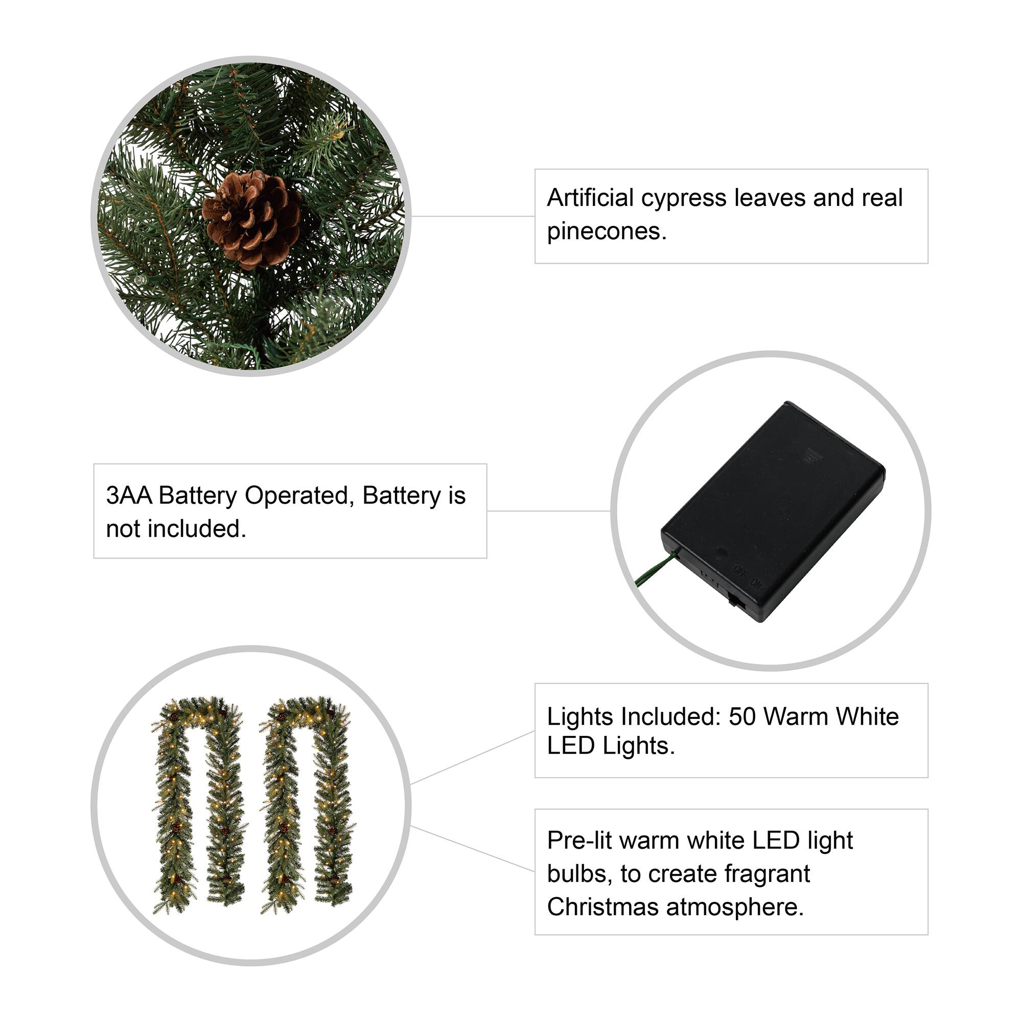 Glitzhome® 9ft. Pre-Lit Pinecone Christmas Garland with Timer, 2ct.