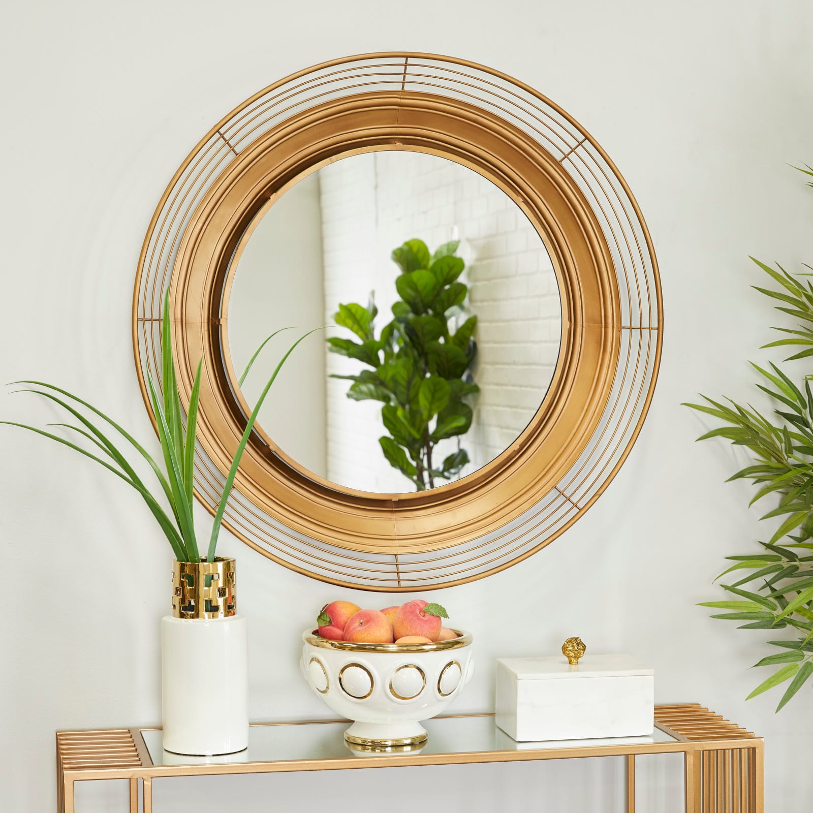 Brown Metal Bohemian Wall Mirror 36" x 36" x 4"