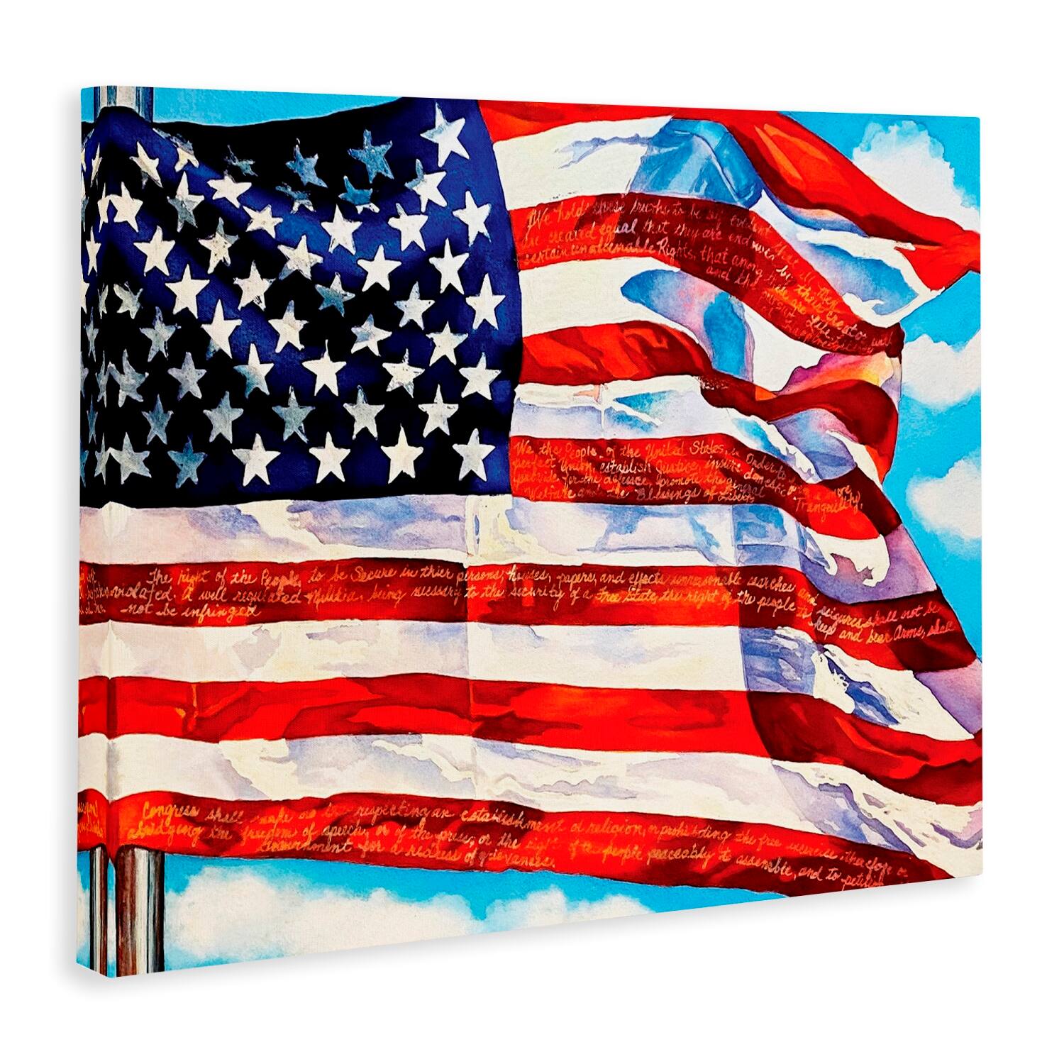 Stupell Industries Windblown American Flag Canvas Wall Art