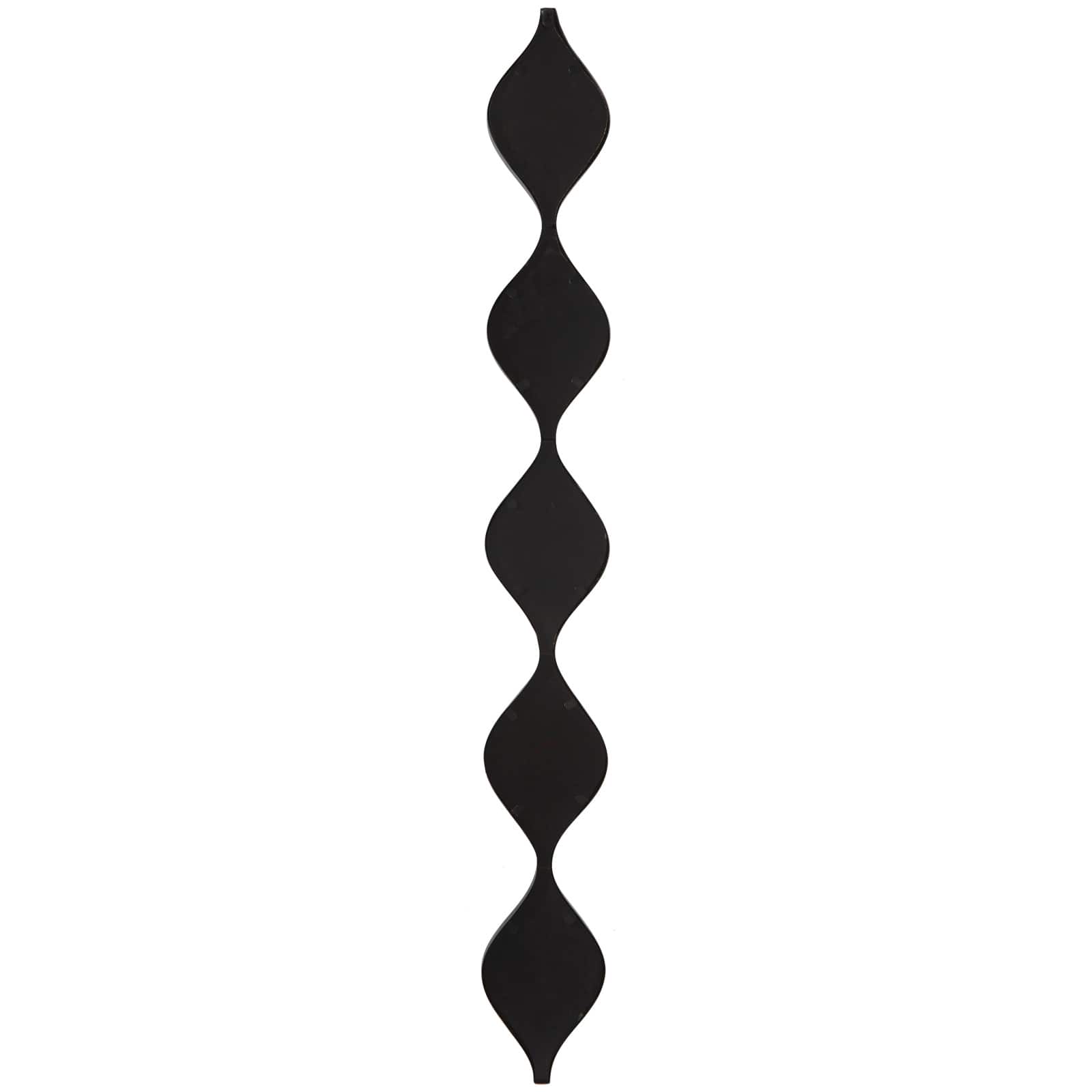 Black Metal Slim Stacked Chain 5 Layer Wall Mirror with Tear Drop Pattern 7" x 1" x 59"