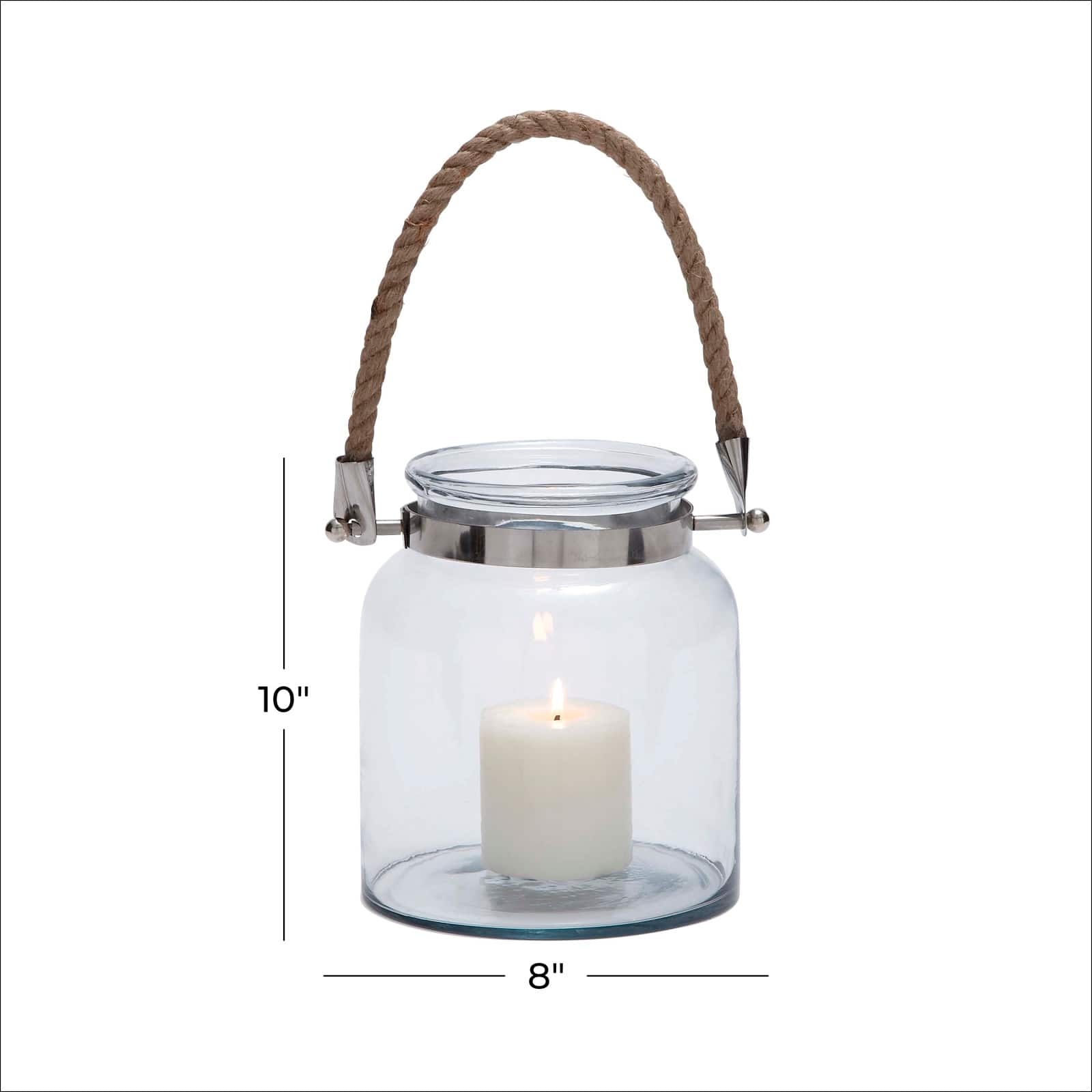 10'' Clear Glass Coastal Candle Lantern
