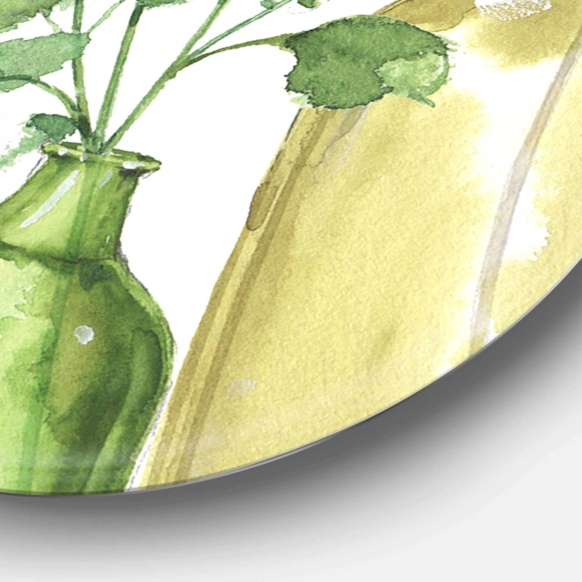 Designart - Mixed Botanical Green Leaves I0 - Farmhouse Metal Circle Wall Art