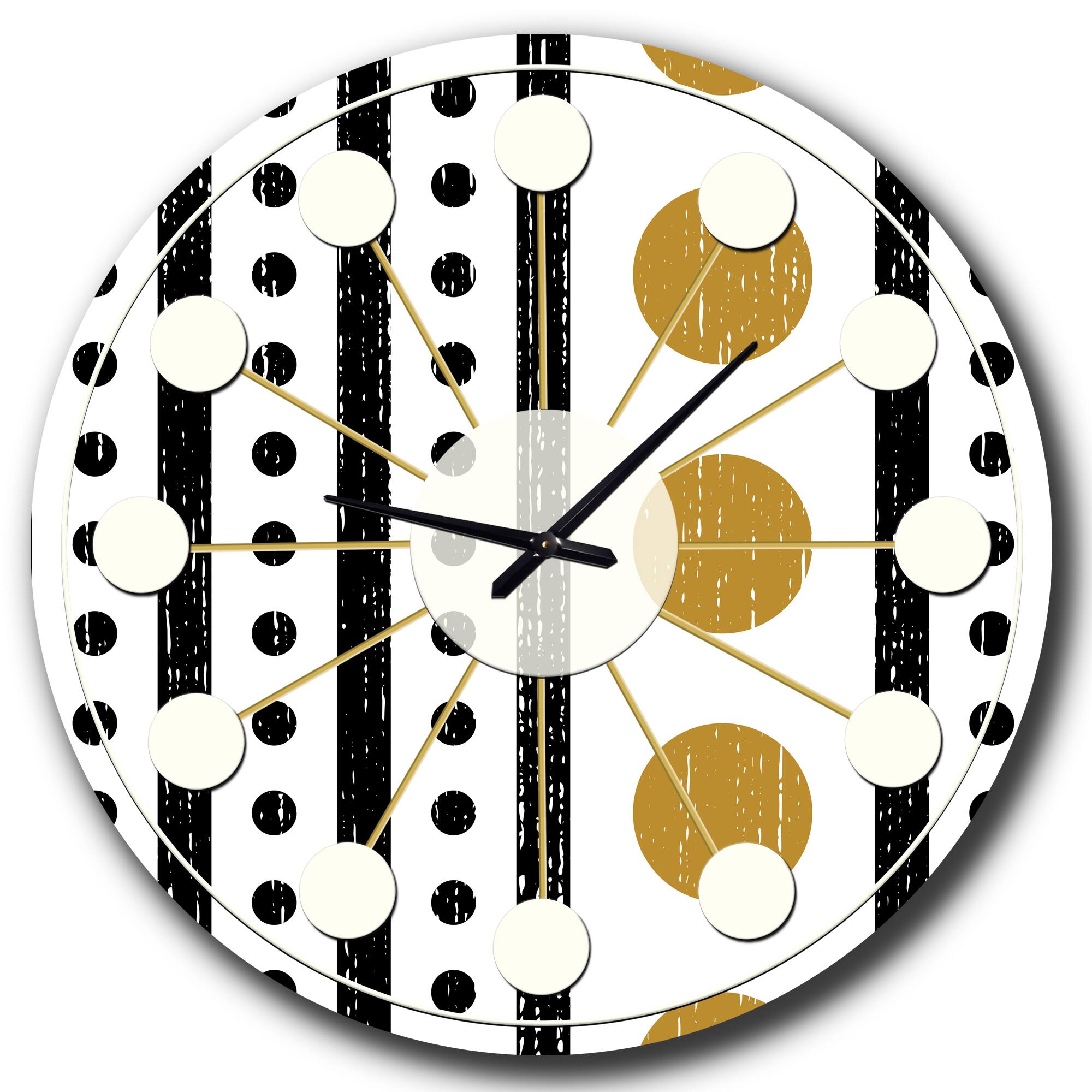 Designart 'Retro Geometrical Abstract Minimal Pattern Vi Mid-Century Modern Wall Clock