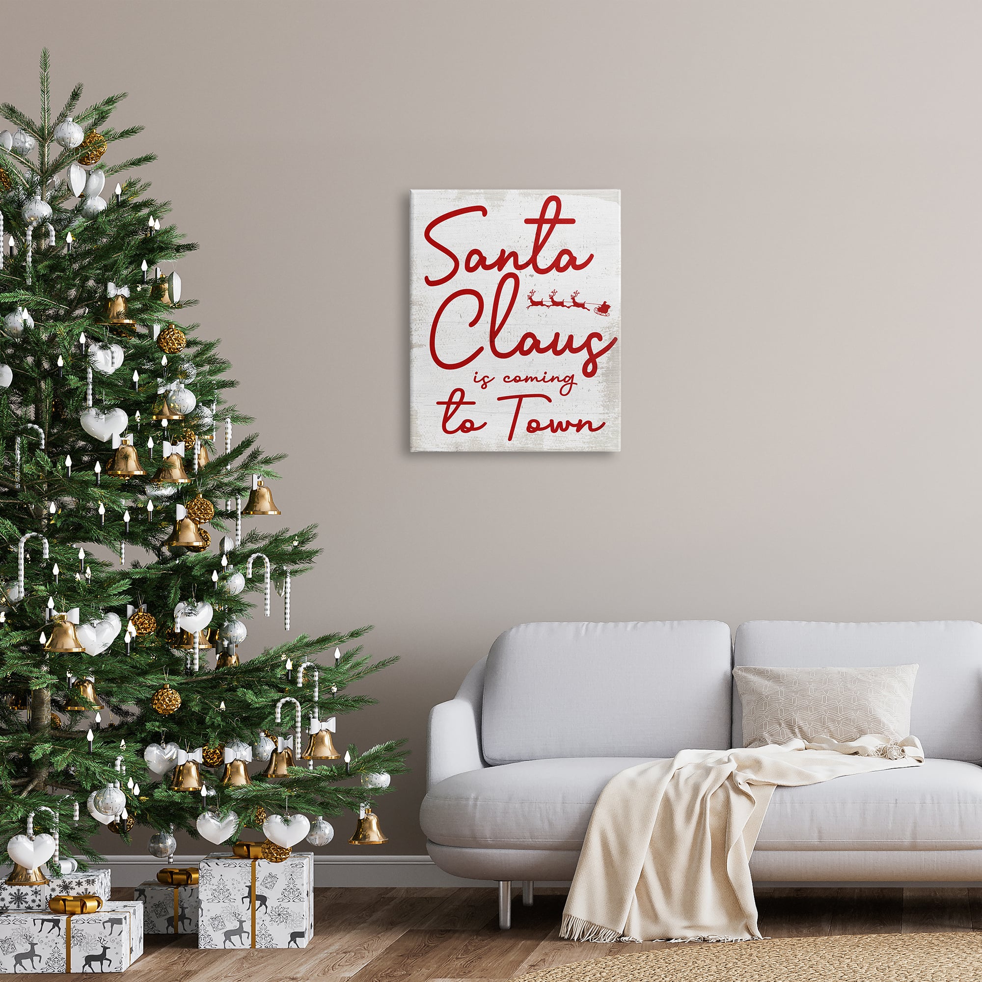 Stupell Industries Santa Claus Coming to Town Phrase Canvas Wall Art