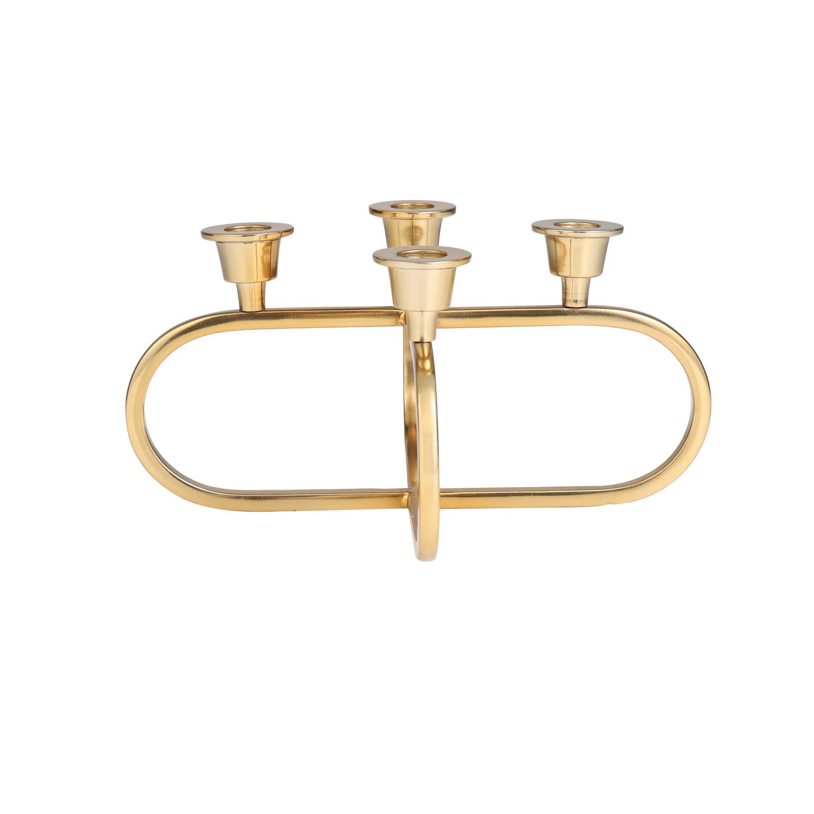 Gold Stainless Steel Overlapping Oval Geometric Candelabra