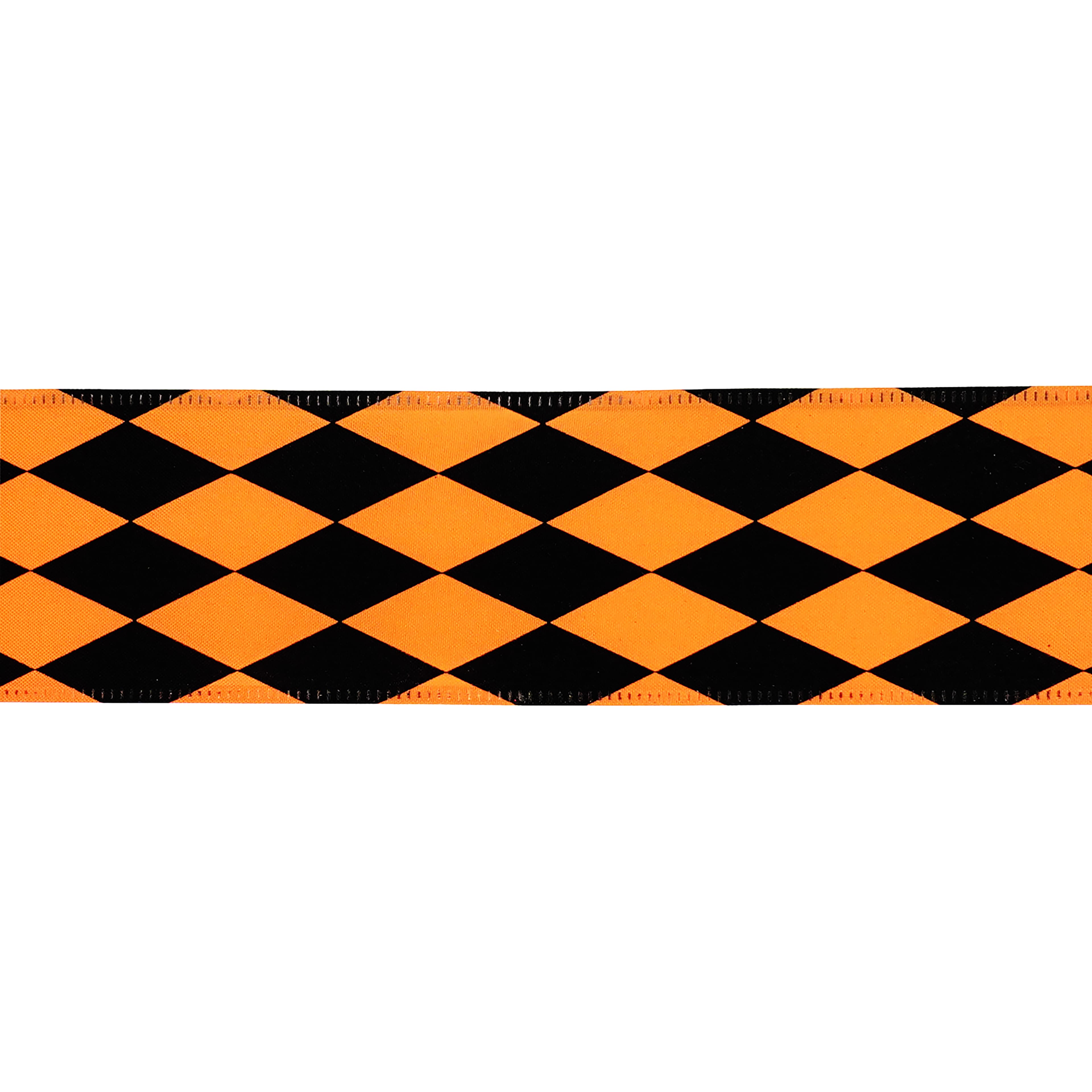 2.5" x 6.6yd. Black & Orange Diamond Wired Pongee Ribbon by Celebrate It®