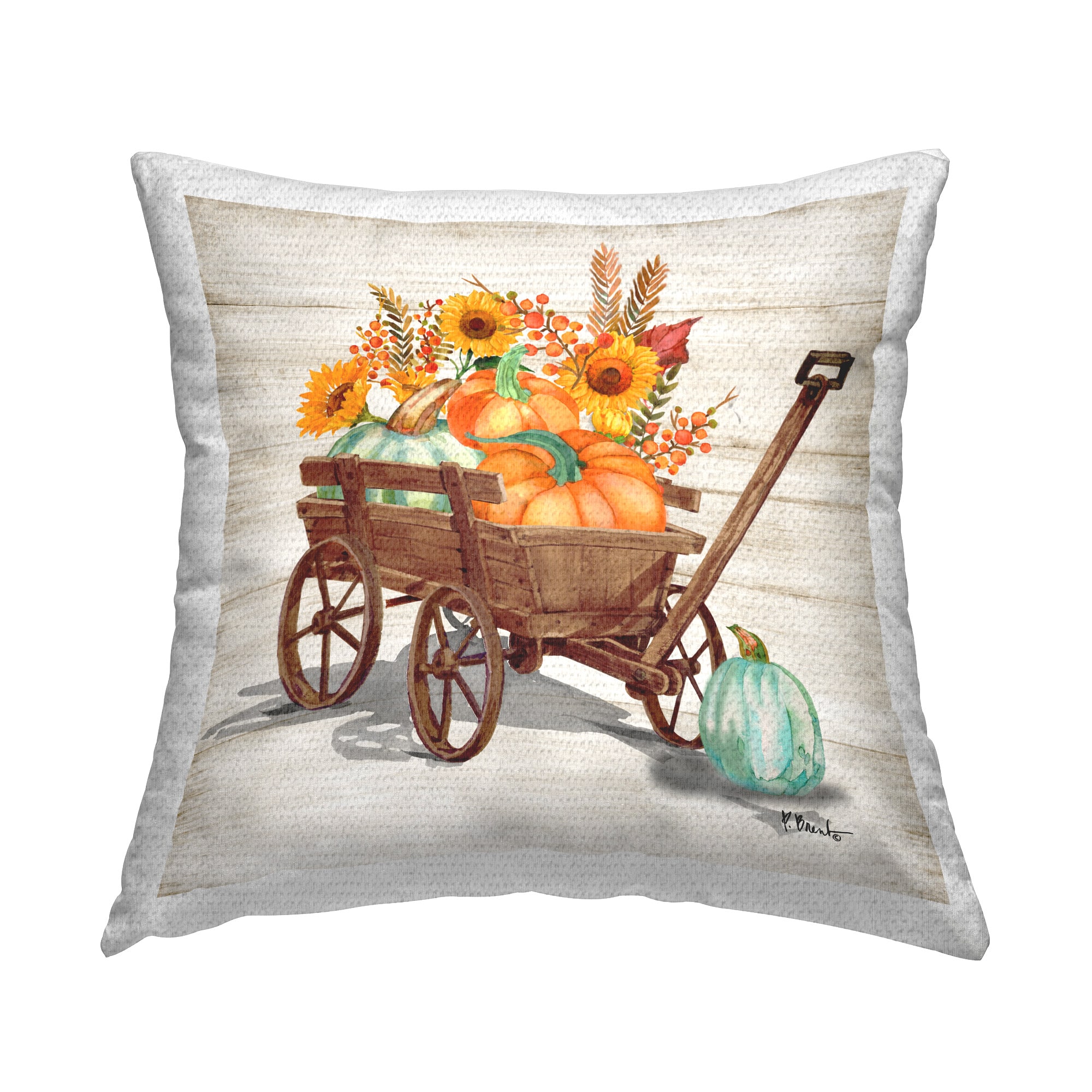 Stupell Industries Farm Harvest Wagon Outdoor Printed Pillow