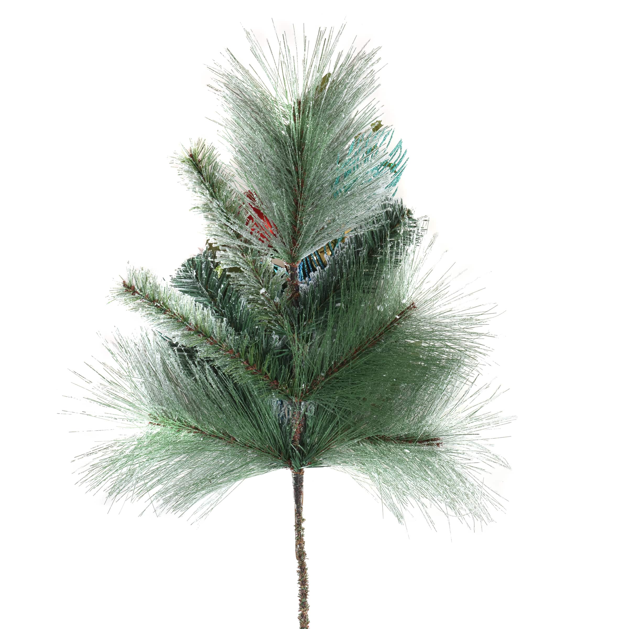 Snowy Pine & Ornament Spray