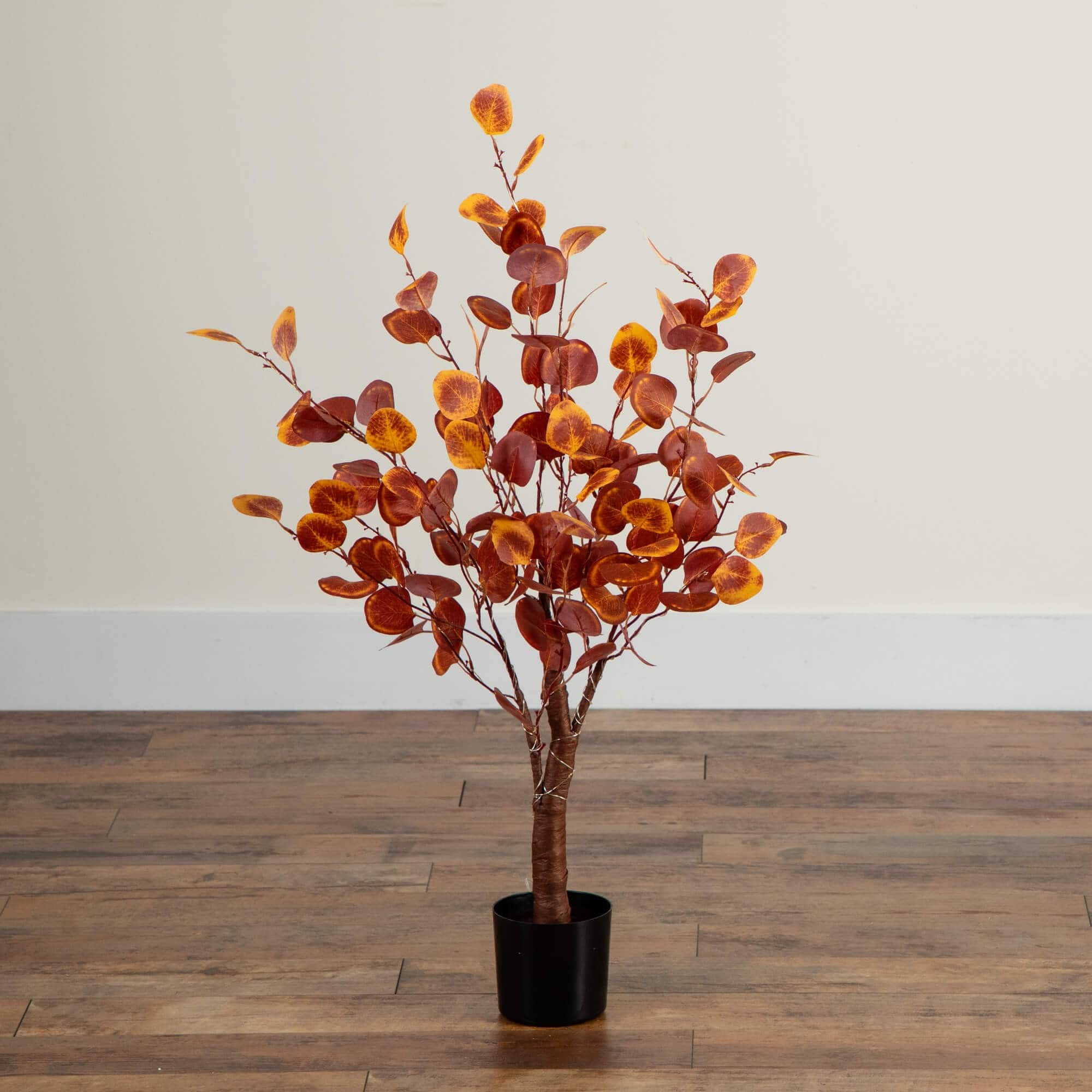 3ft. Pre-Lit Autumn Eucalyptus Artificial Fall Tree with 80 Warm White LED Lights