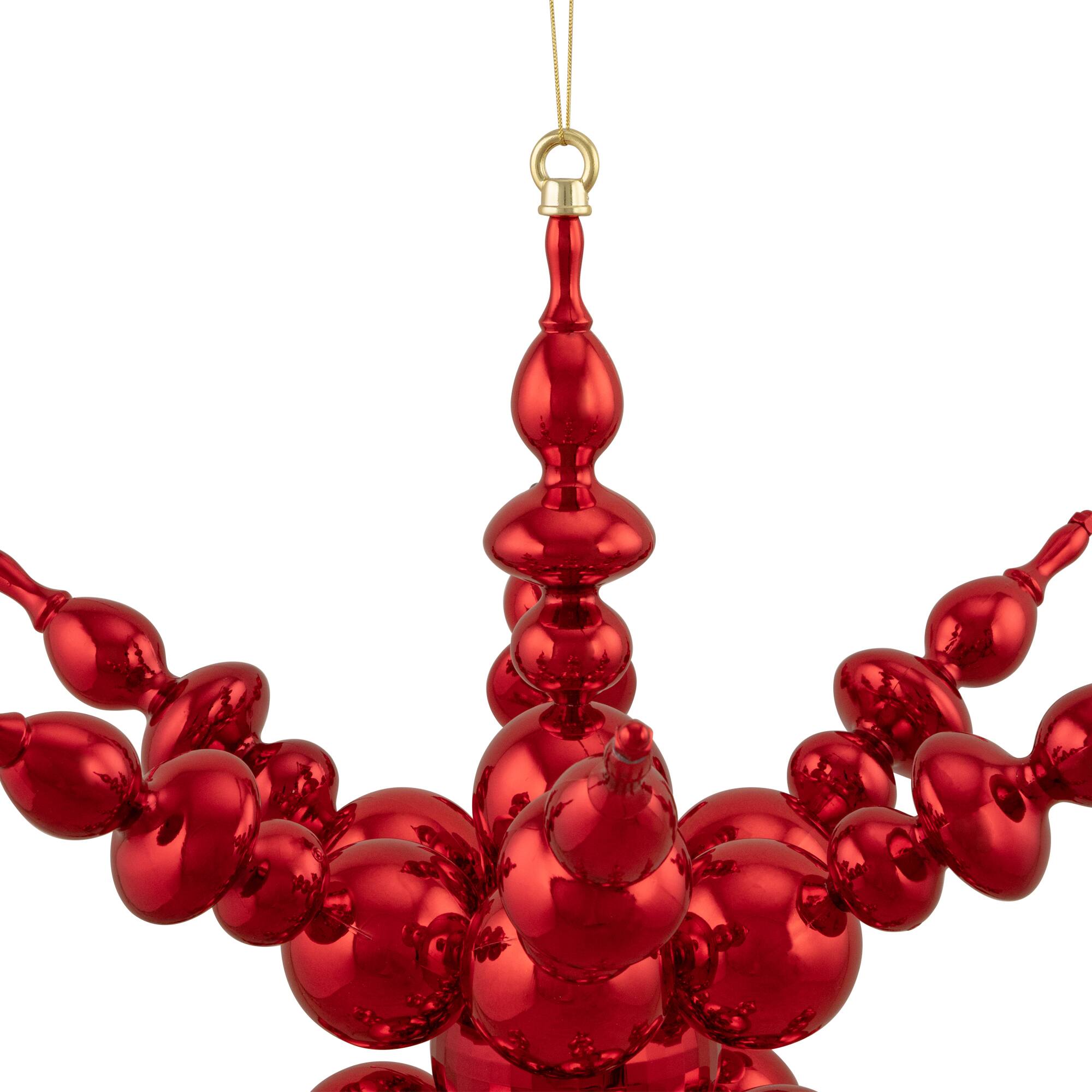 24" Shiny Red 3D Sunburst Snowflake Commercial Ornament