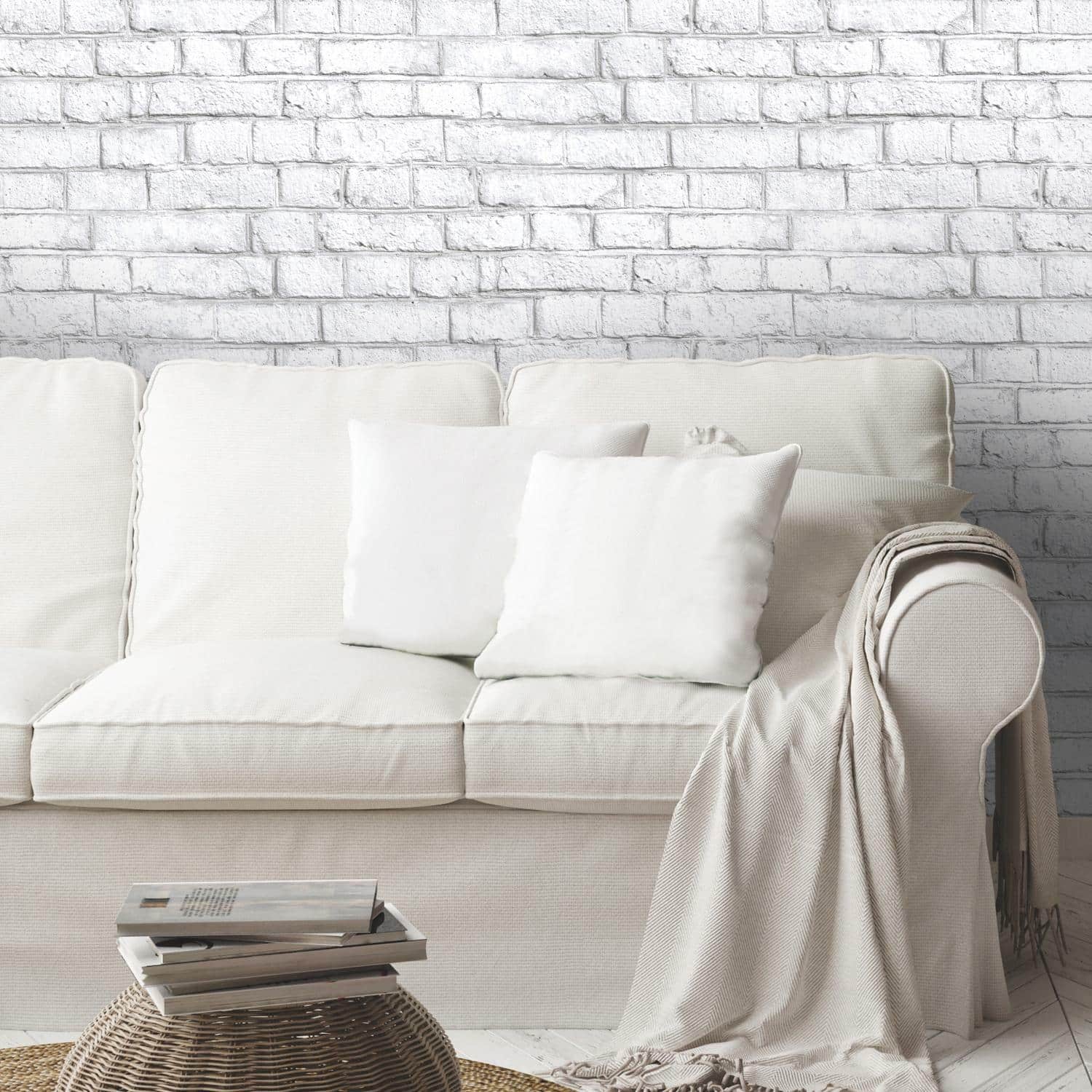 RoomMates White Brick Peel & Stick Wallpaper