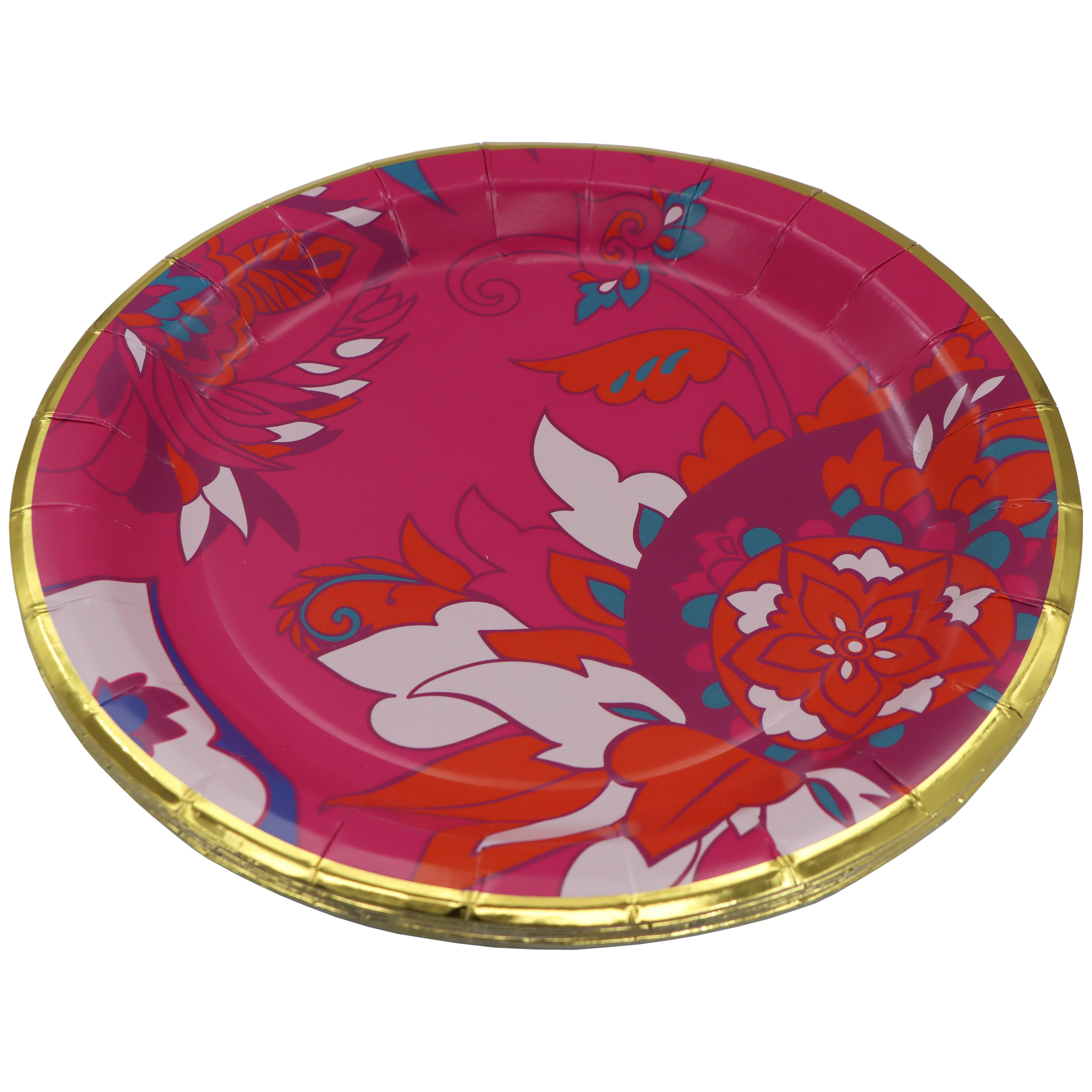 Pink Jungle 9" Tropical Paisley Paper Dinner Plates, 10ct. by Celebrate It™
