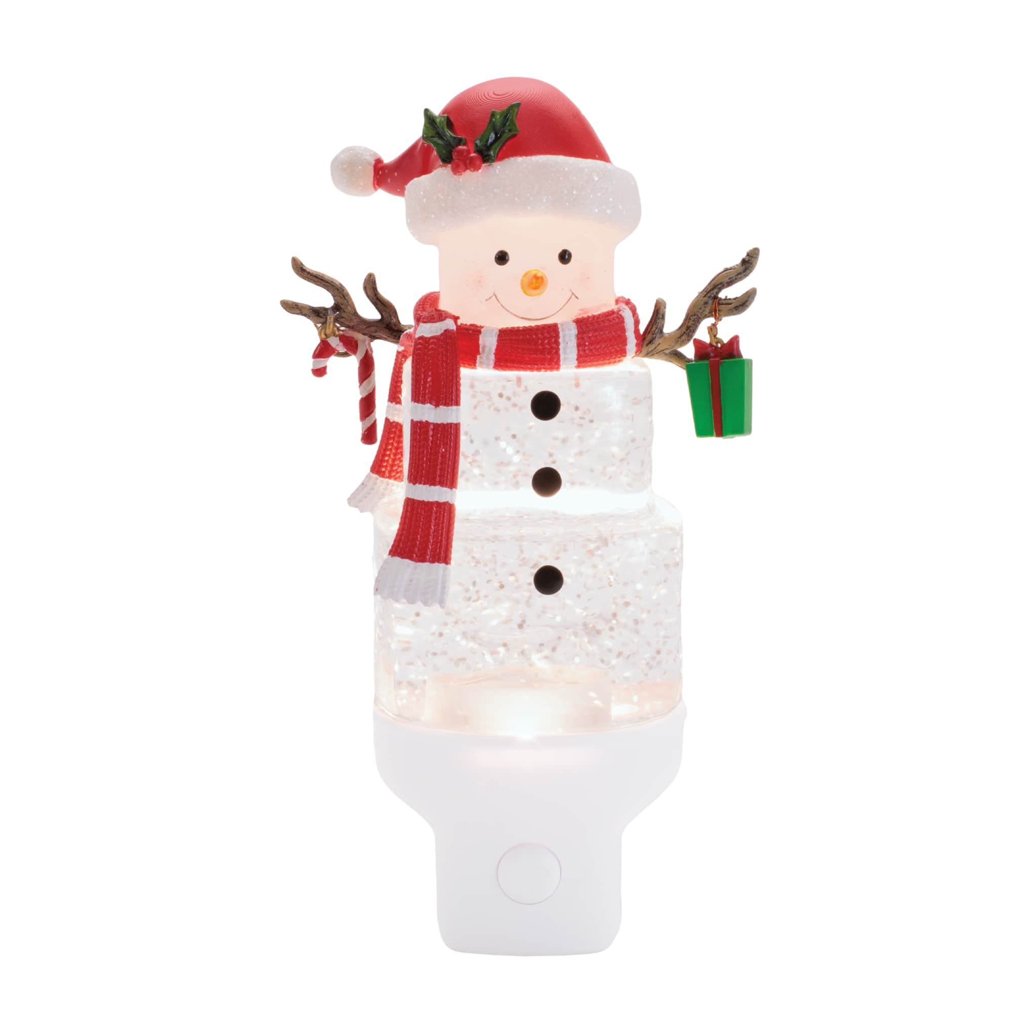 Melrose 6.75" Snowman with Present Snow Globe Night Light
