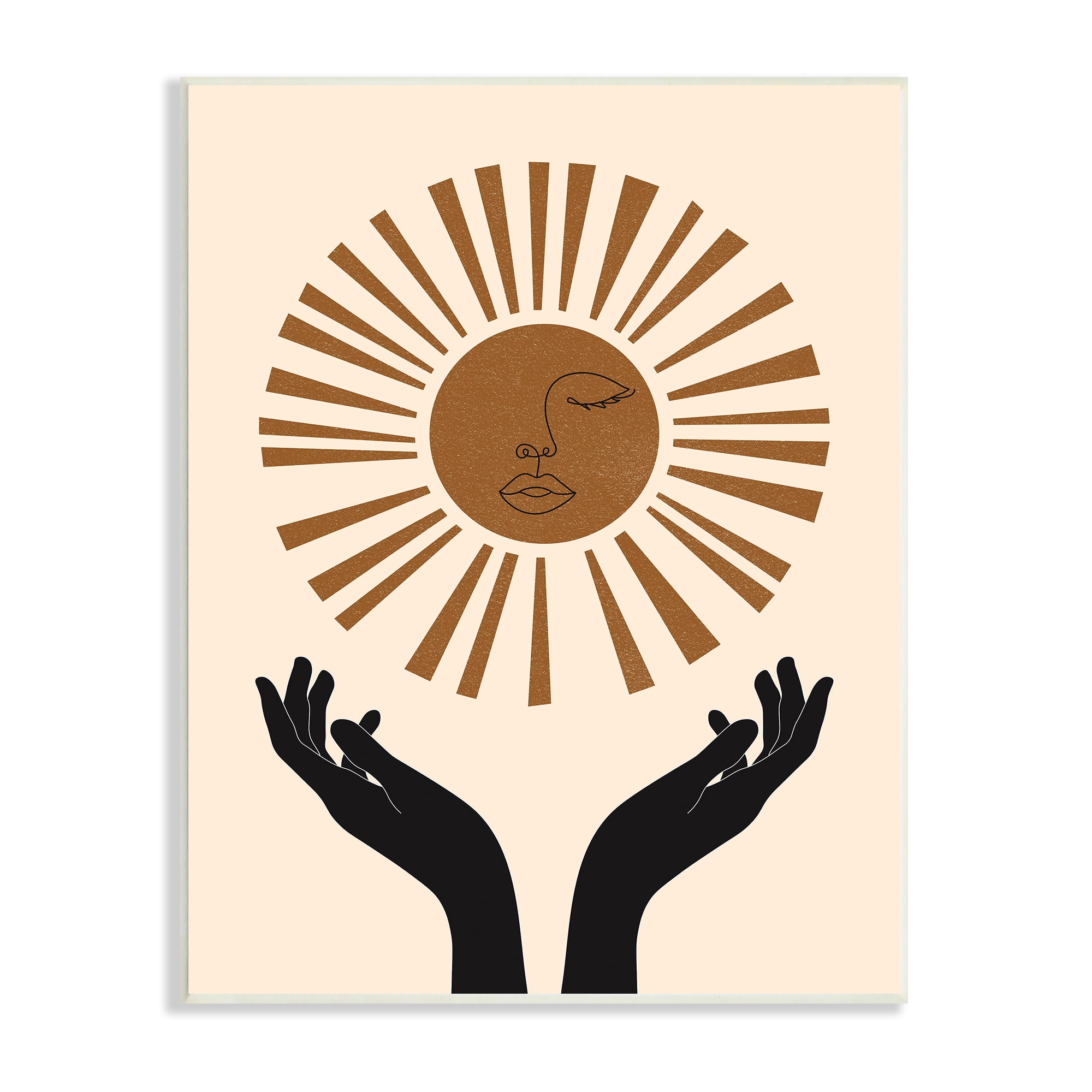 Stupell Industries Hands Holding Desert Sun with Face Linework Wall Plaque