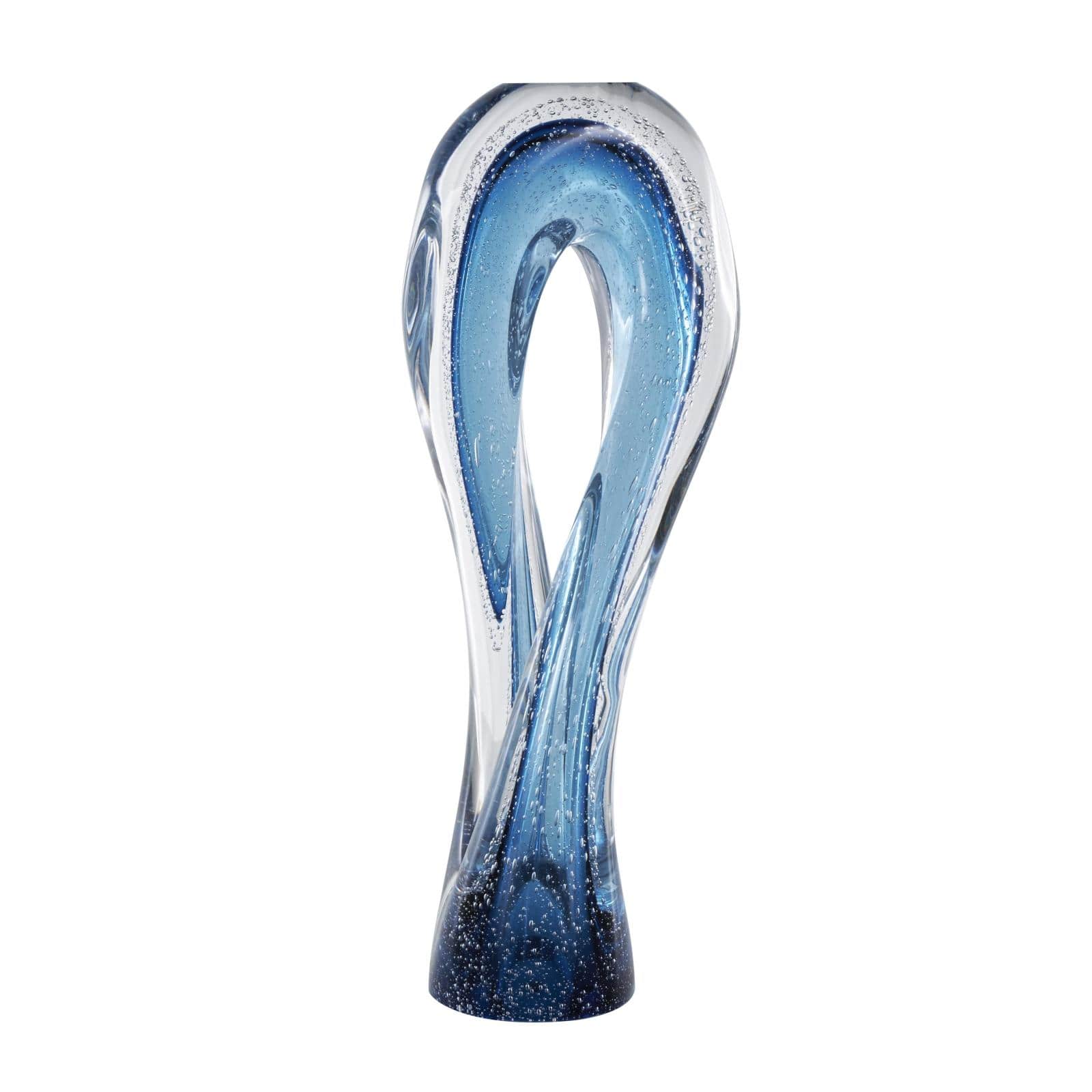17" Blue Glass Geometric Ombre Twisted Infinity Loop Sculpture