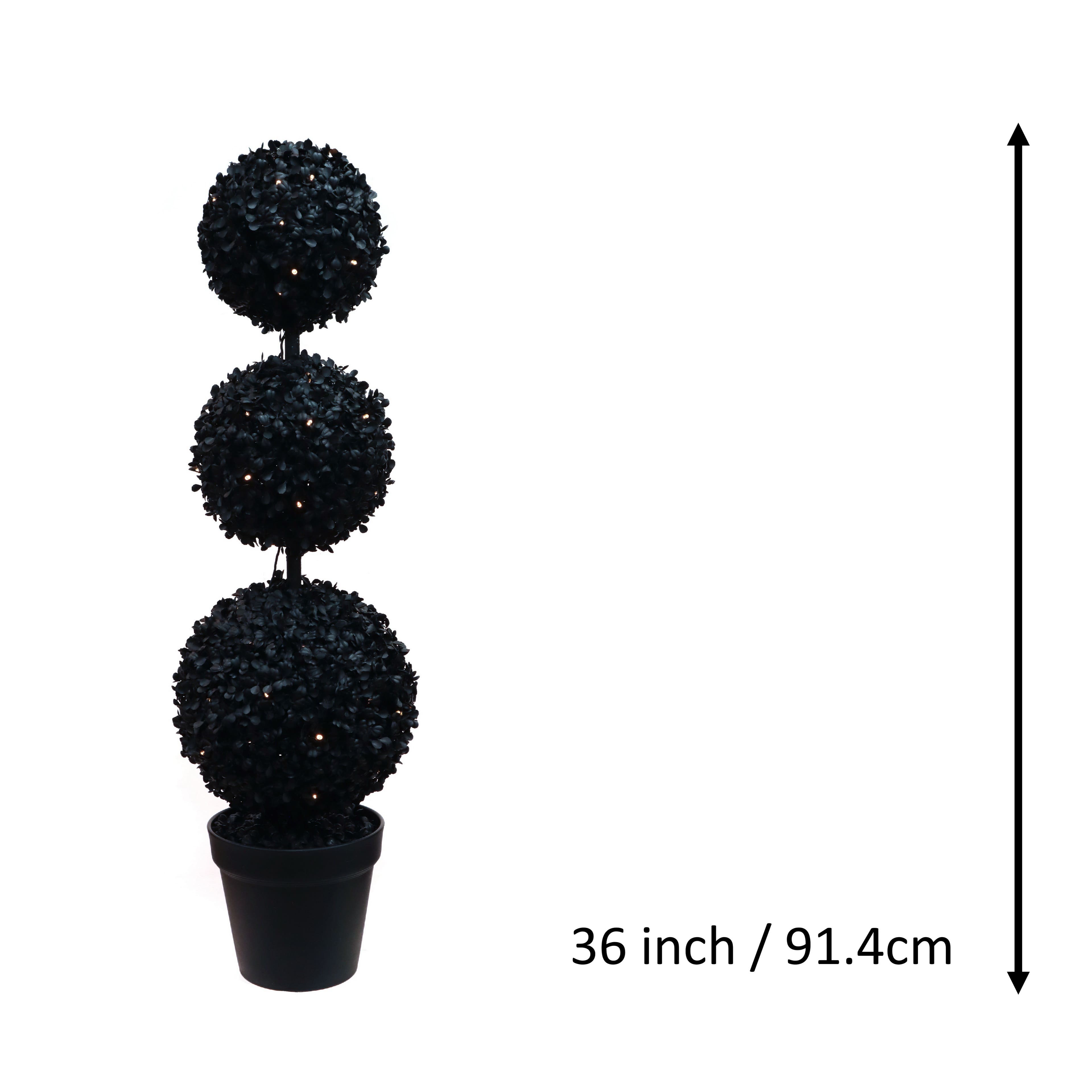 Pre-Lit Black Boxwood Ball UV Resistant Topiary by Ashland