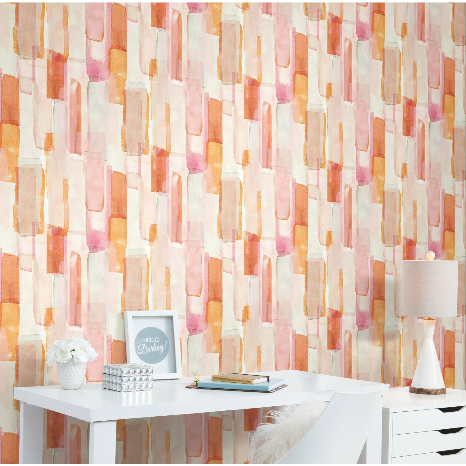 RoomMates Mr. Kate Pink Watercolor Glass Peel & Stick Wallpaper
