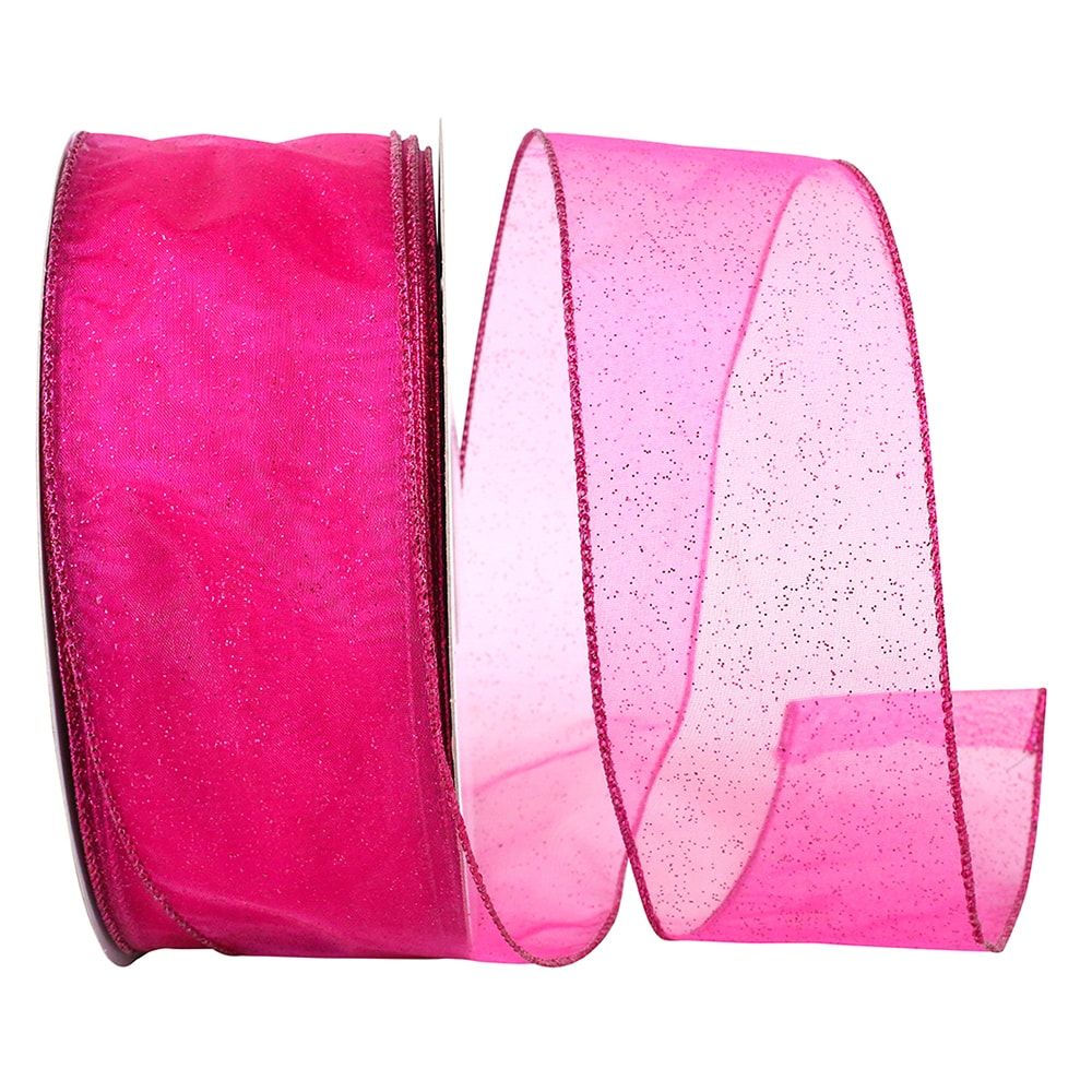 JAM Paper 2.5" x 50yd. Sheer Glitz Wired Value Ribbon