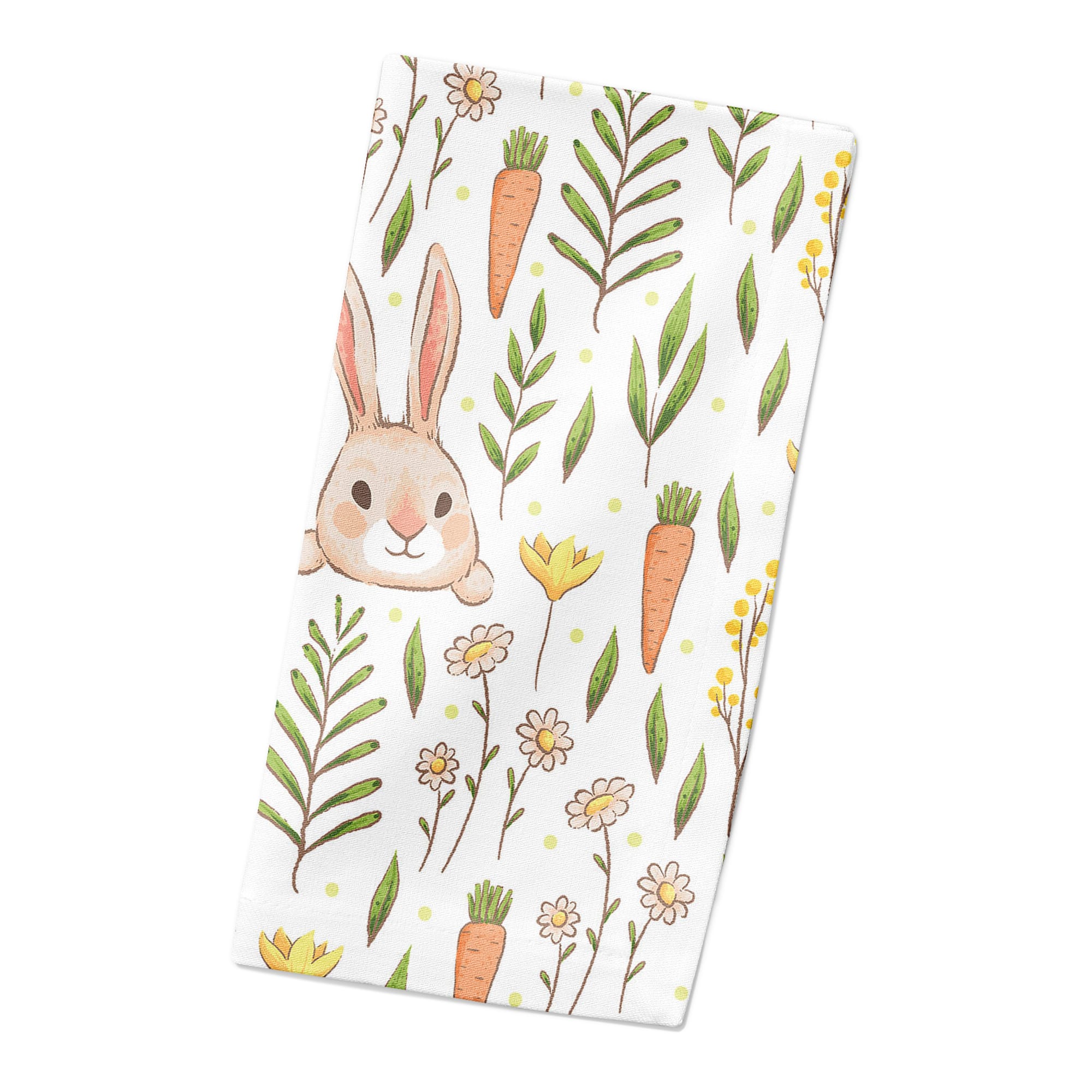 Bunny And Carrot Pattern Napkin 10" x 10" Cotton Twill Napkin