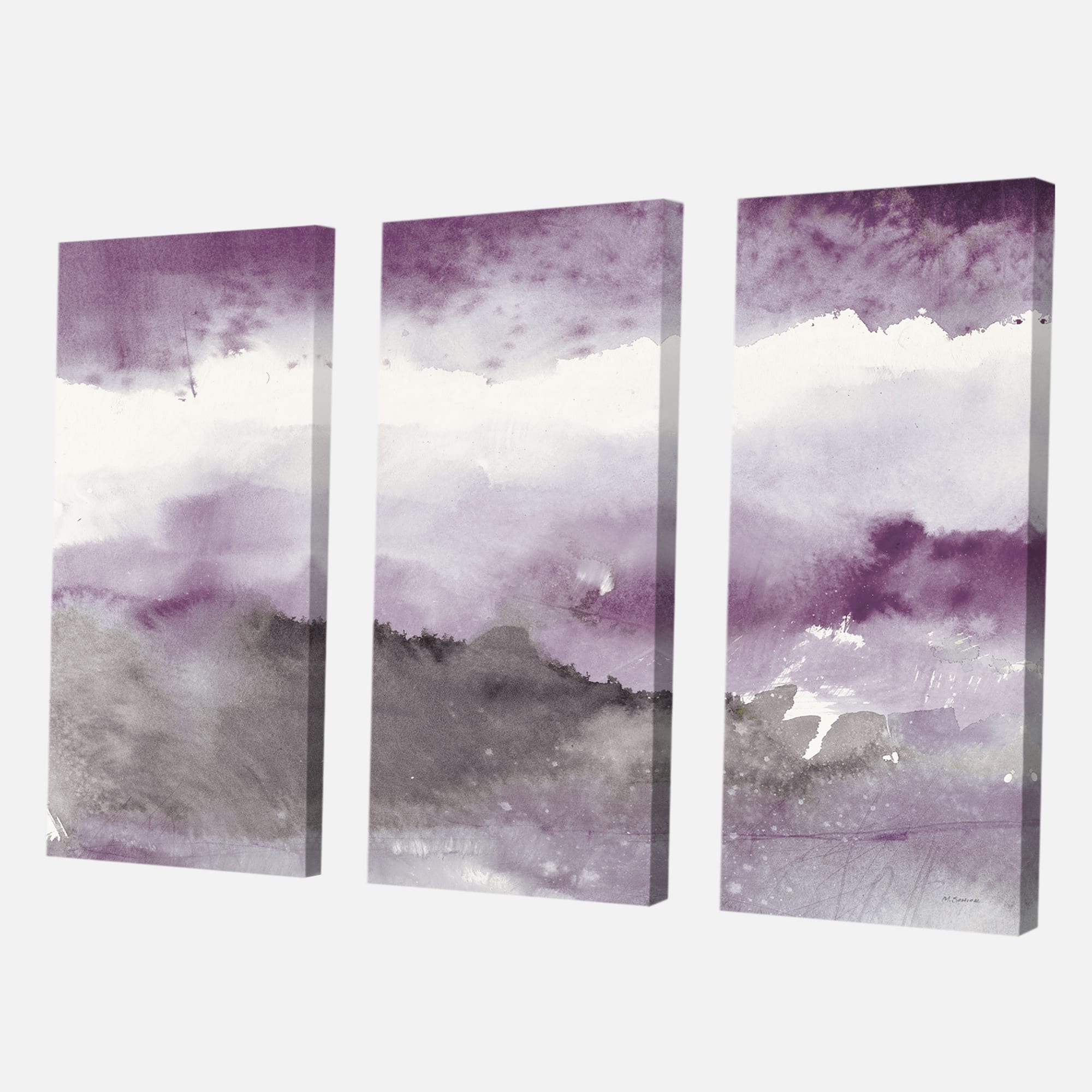 Designart - Midnight at the Lake III Amethyst and Grey