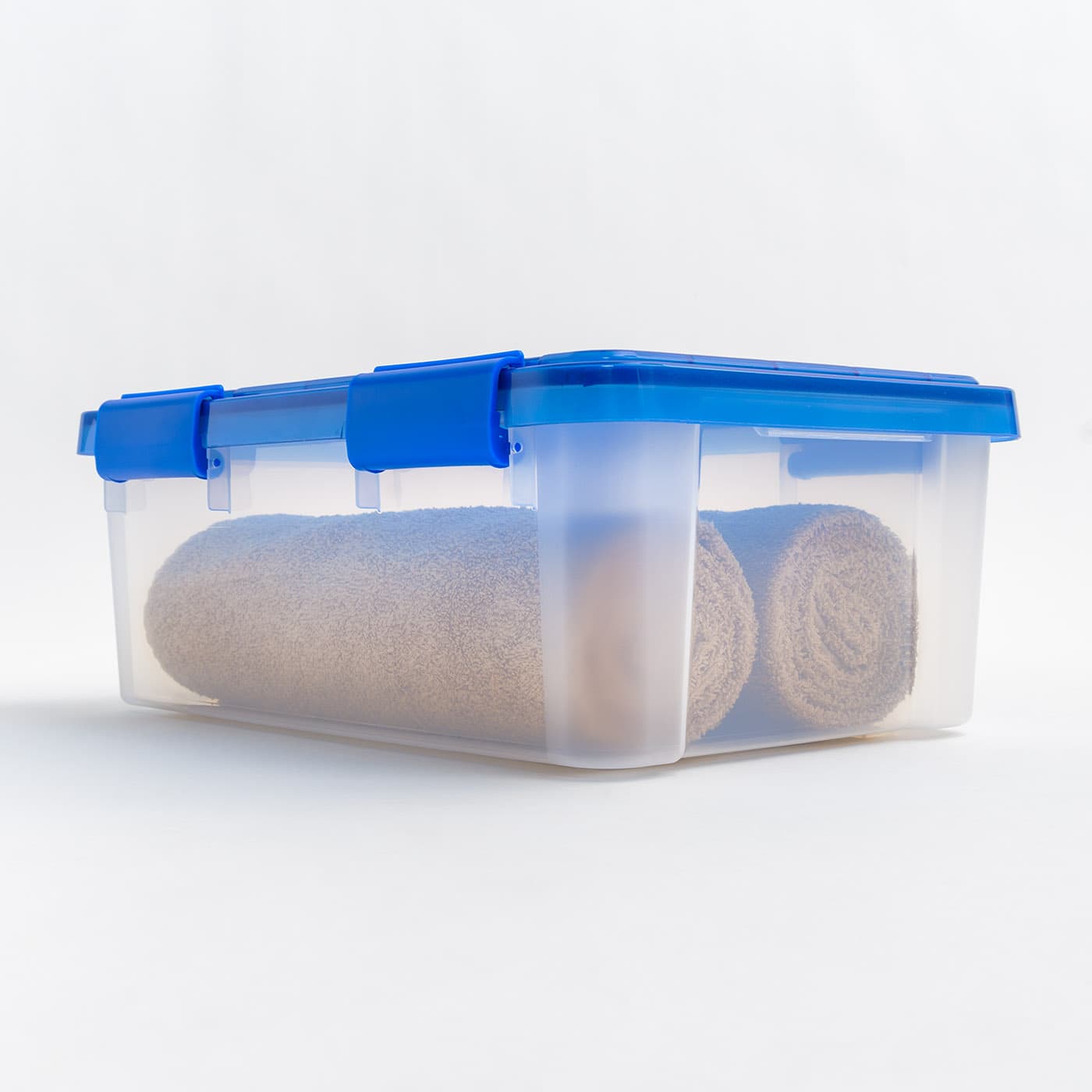 Iris® 4gal. Clear Plastic Storage Boxes With Blue Lid, 6 Pack