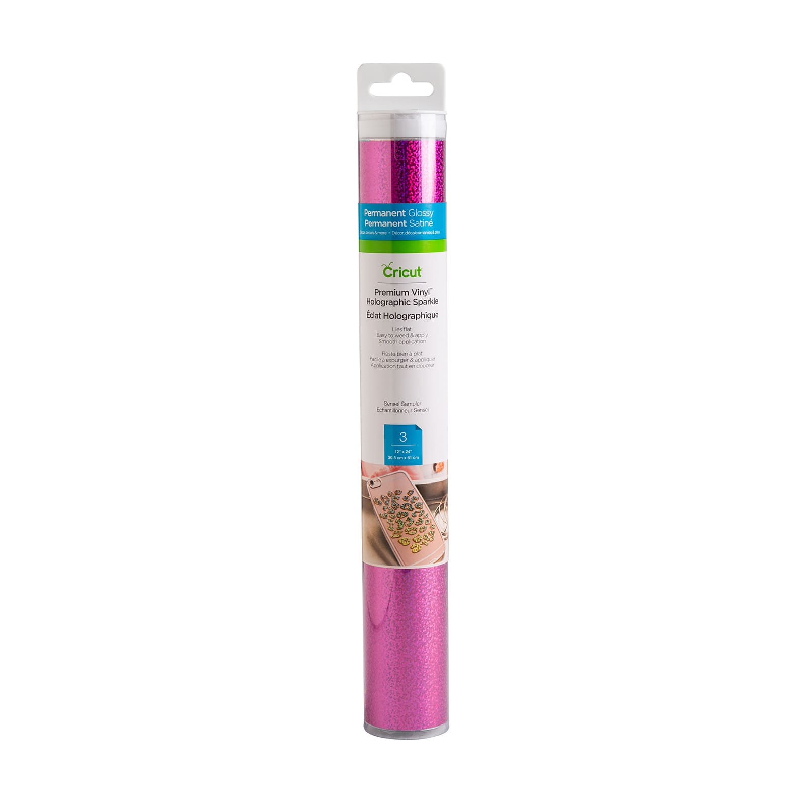 Échantillon de vinyle Premium holographique scintillant de Cricut, cerise pétillante