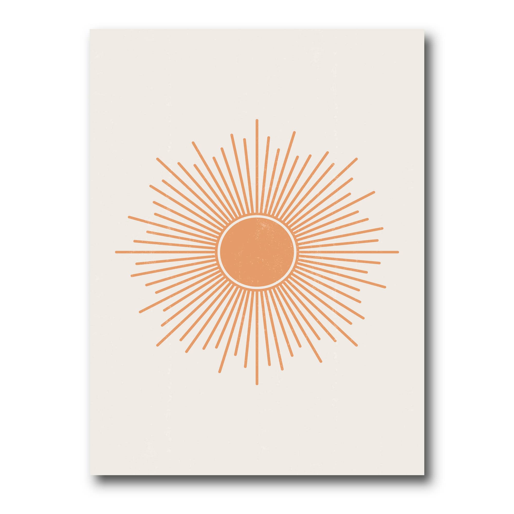 Designart - Minimalist Bright Shining Orange Sun Rays III - Modern Canvas Wall Art Print