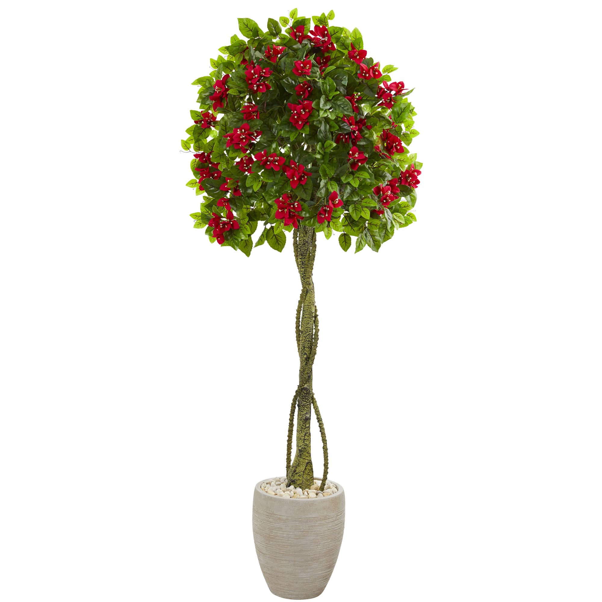 5.5ft. Bougainvillea Topiary Artificial Tree in Sand Colored Planter