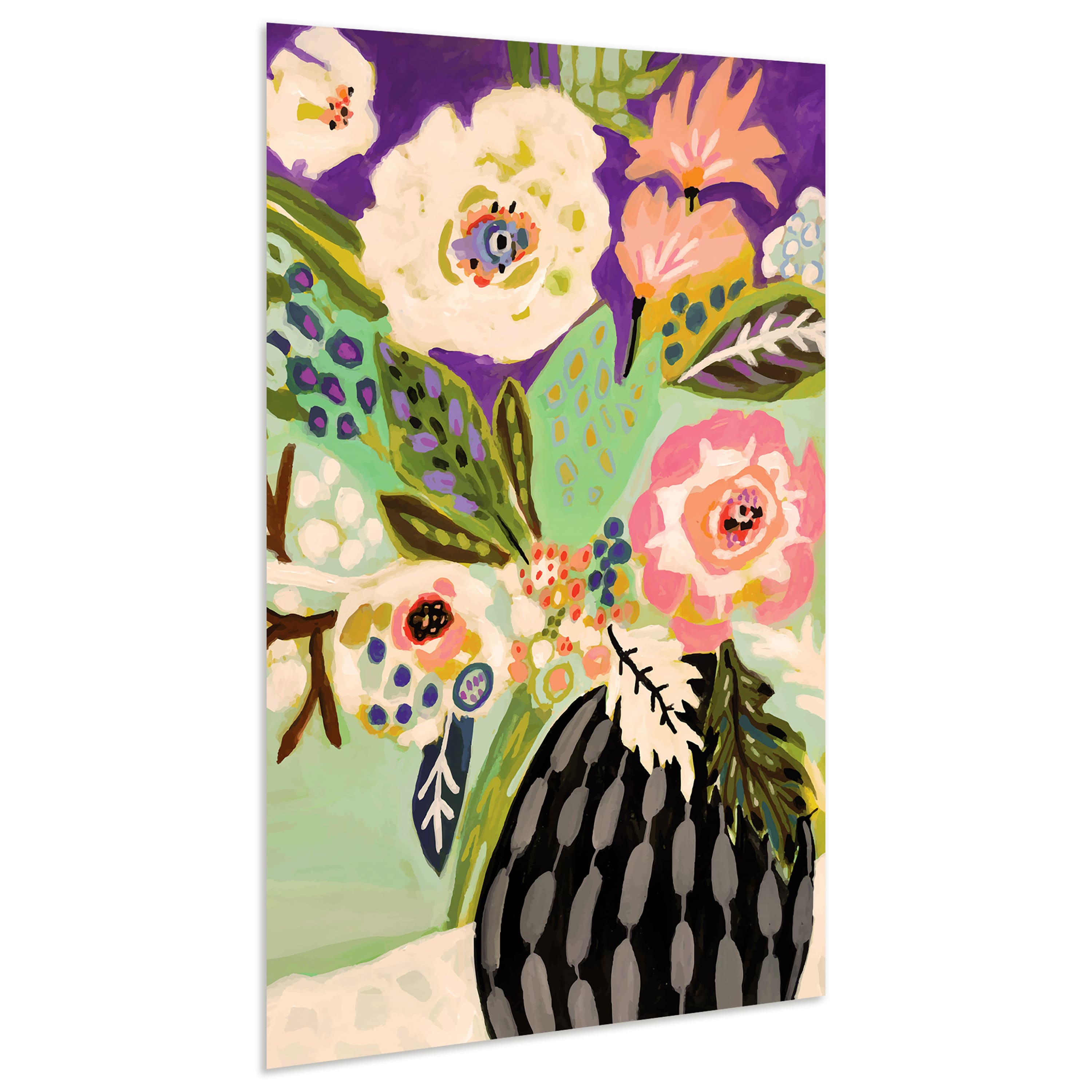 Empire Art Direct 32" x 48" Fresh Flowers in Vase I Frameless Free Floating Tempered Glass Wall Art