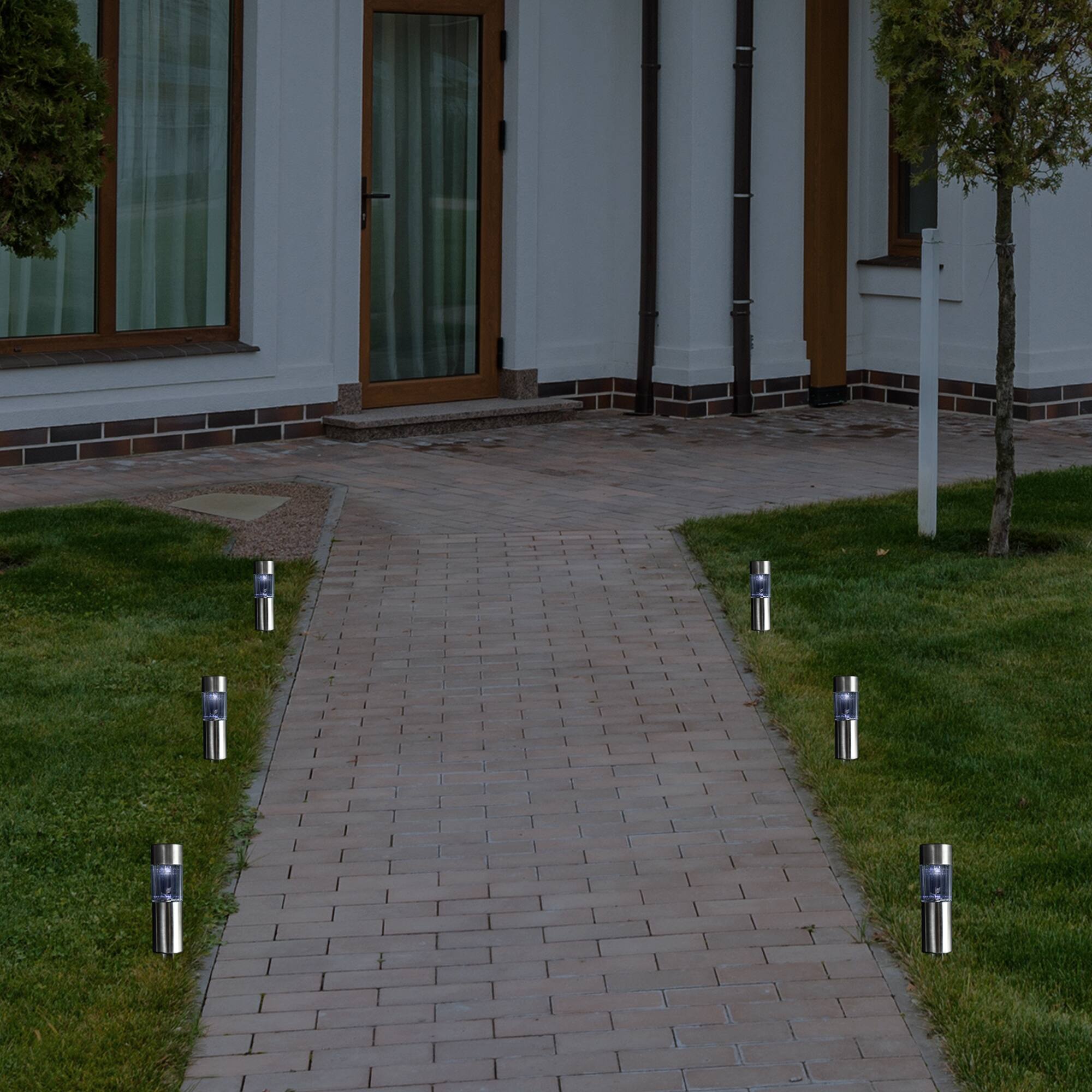 10" Silver Solar Powered LED Pathway Markers, 6ct.
