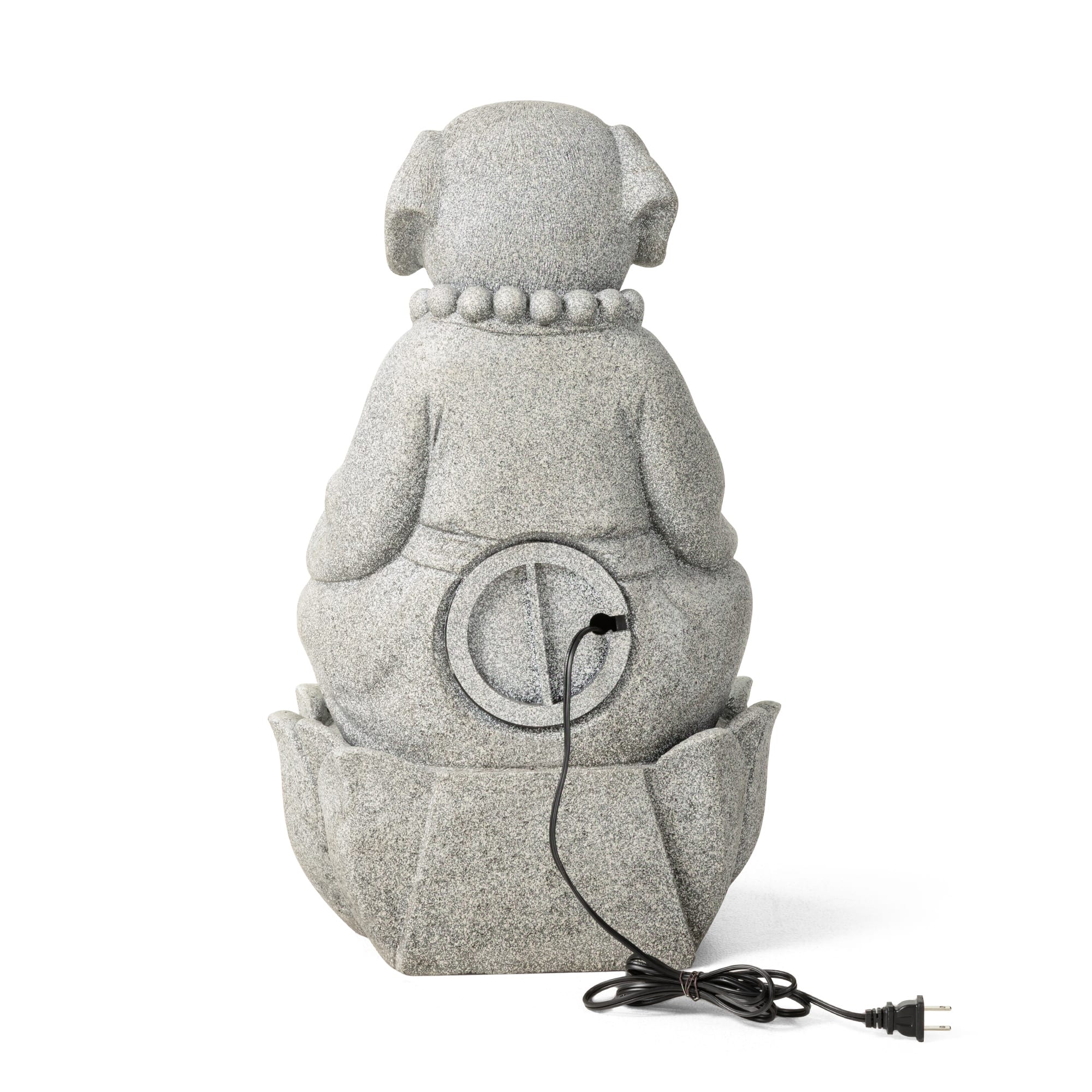 Glitzhome® 21.75" Zen-Style LED 2-Tier Concrete Dog Outdoor Fountain