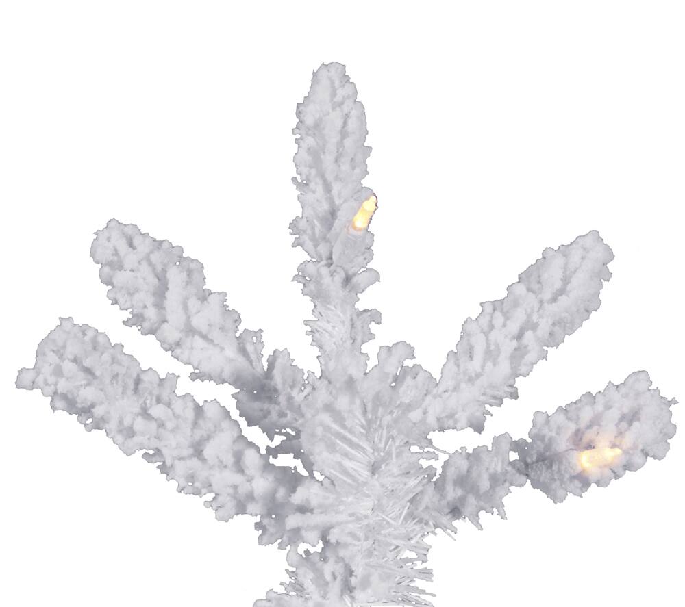 6.5ft. Pre-Lit Flocked White Slim Artificial Christmas Tree, Warm White LED Lights