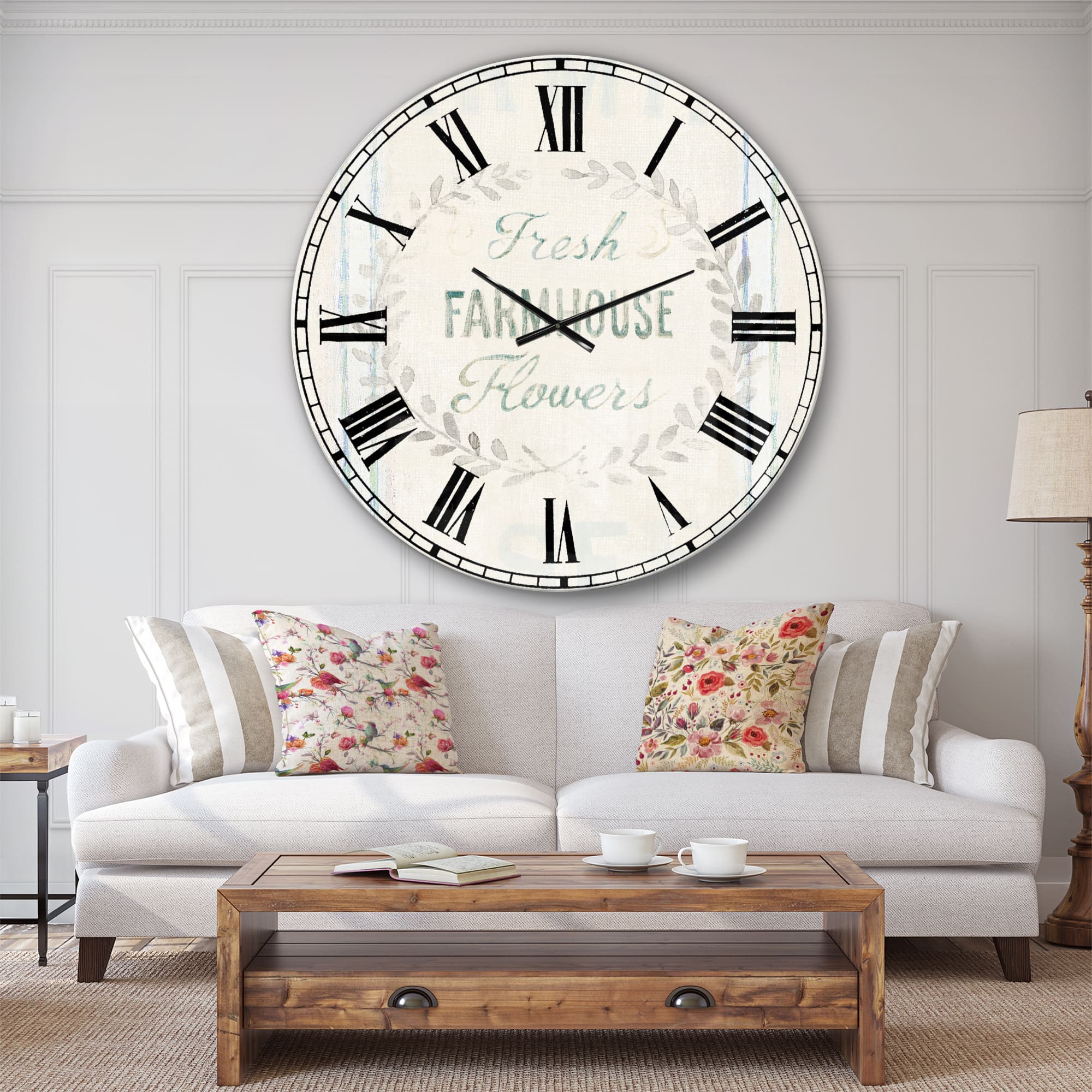 Designart 'Farmhouse Florals Viii Farmhouse Wall Clock