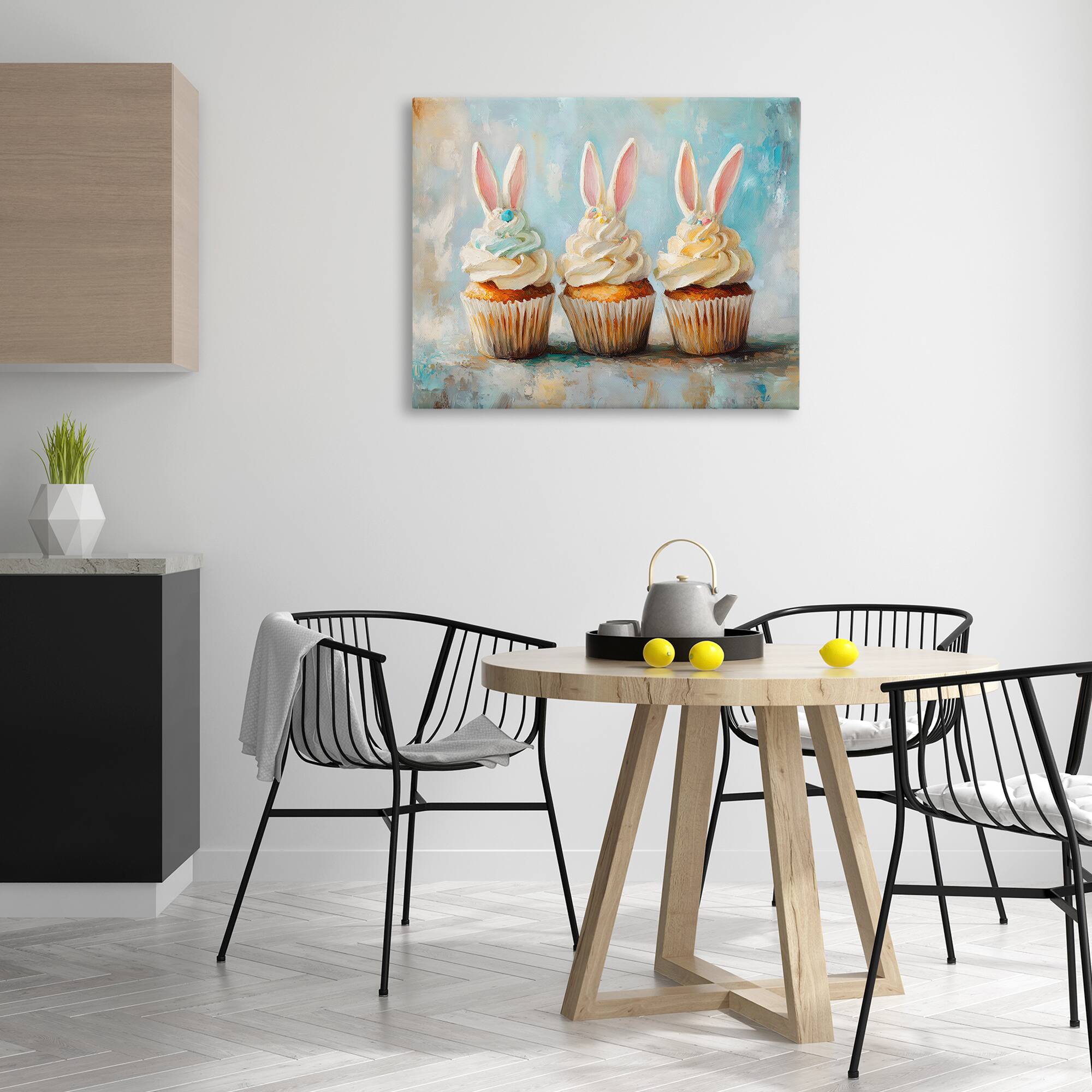 Stupell Industries Festive Bunny Ear Cupcakes Canvas Wall Art