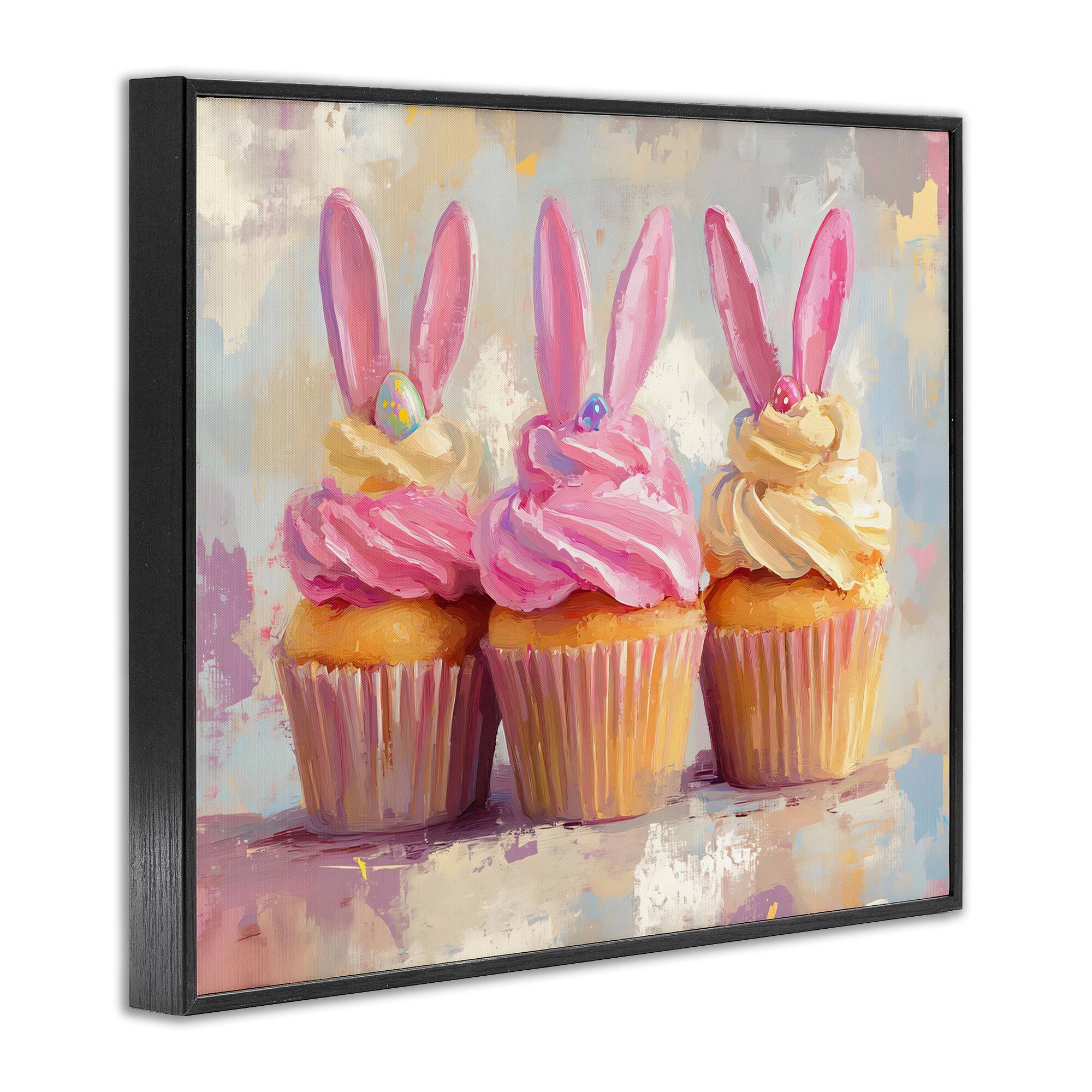 Stupell Industries Pastel Bunny Ear Cupcakes Framed Giclée Wall Art