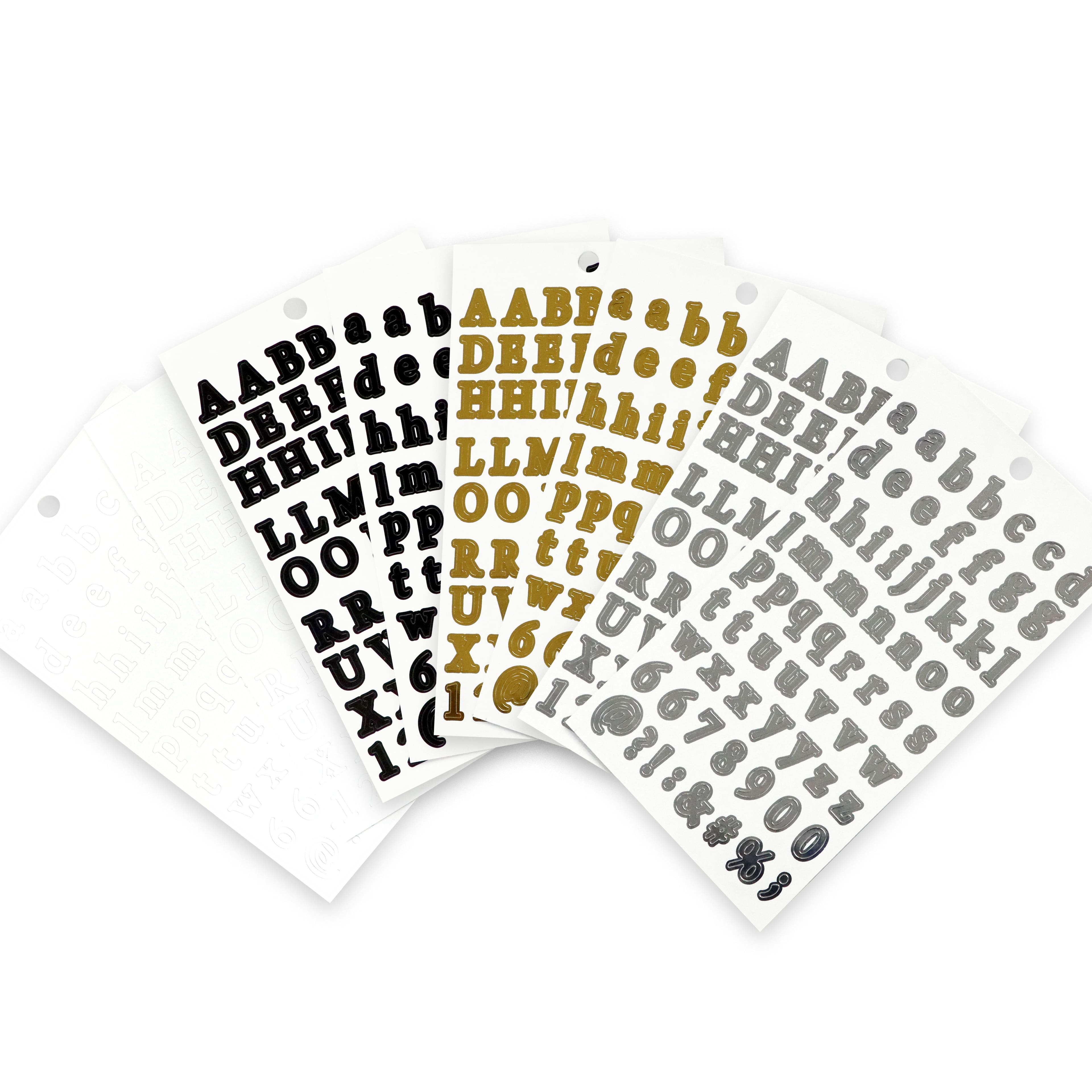 Black, Gold, Silver & White Classic Letter & Number Stickers by Recollections™