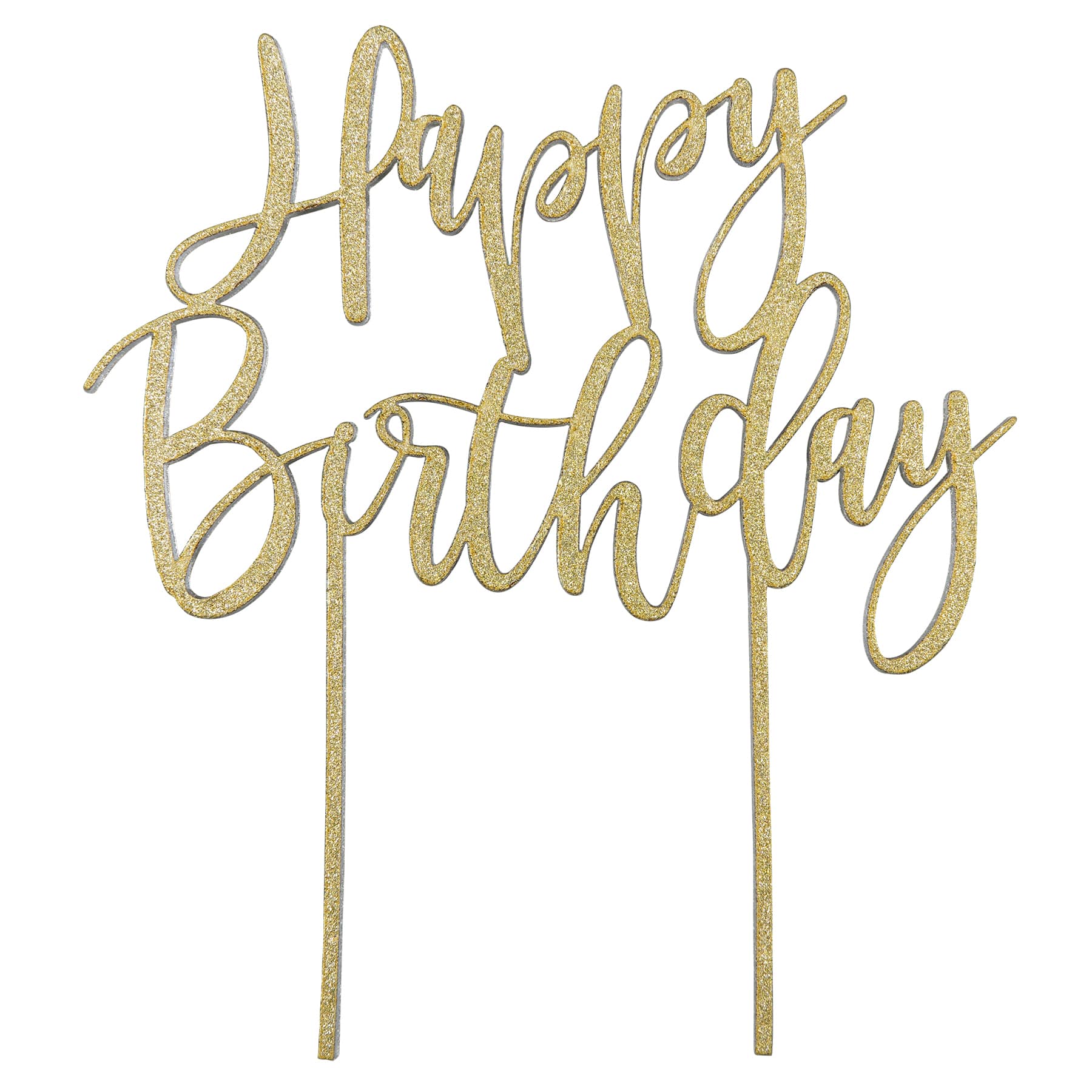 Gold Glitter Happy Birthday Cake Topper by Celebrate It™