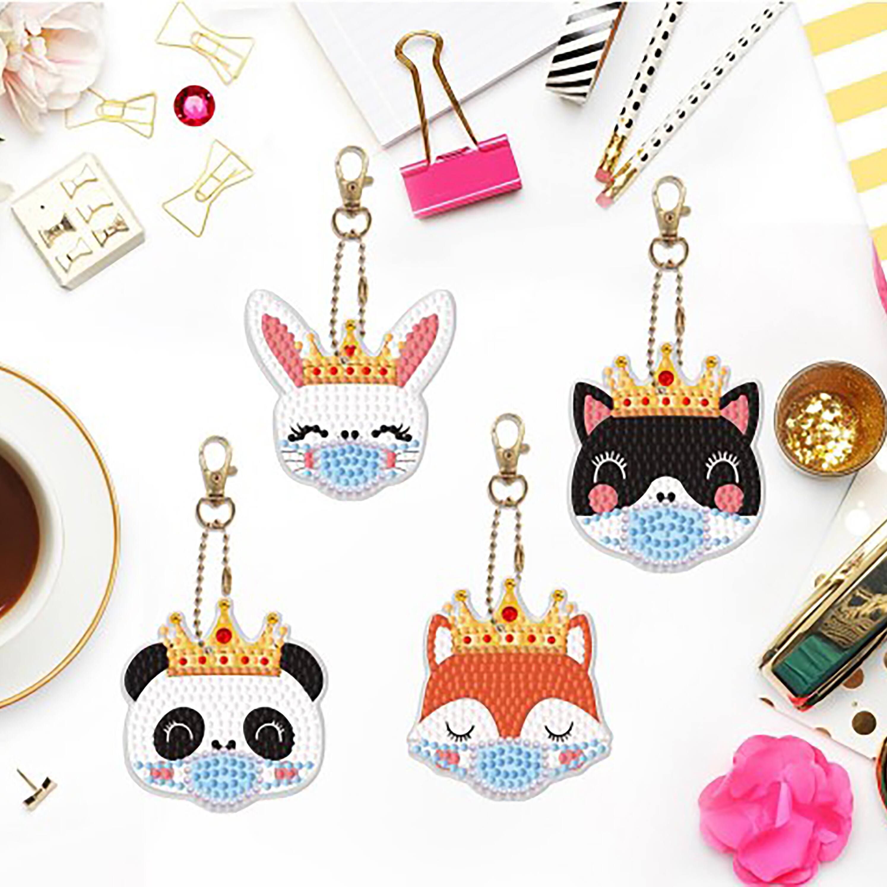 Sparkly Selections Animals Wearing Masks Diamond Painting Keychains Kit