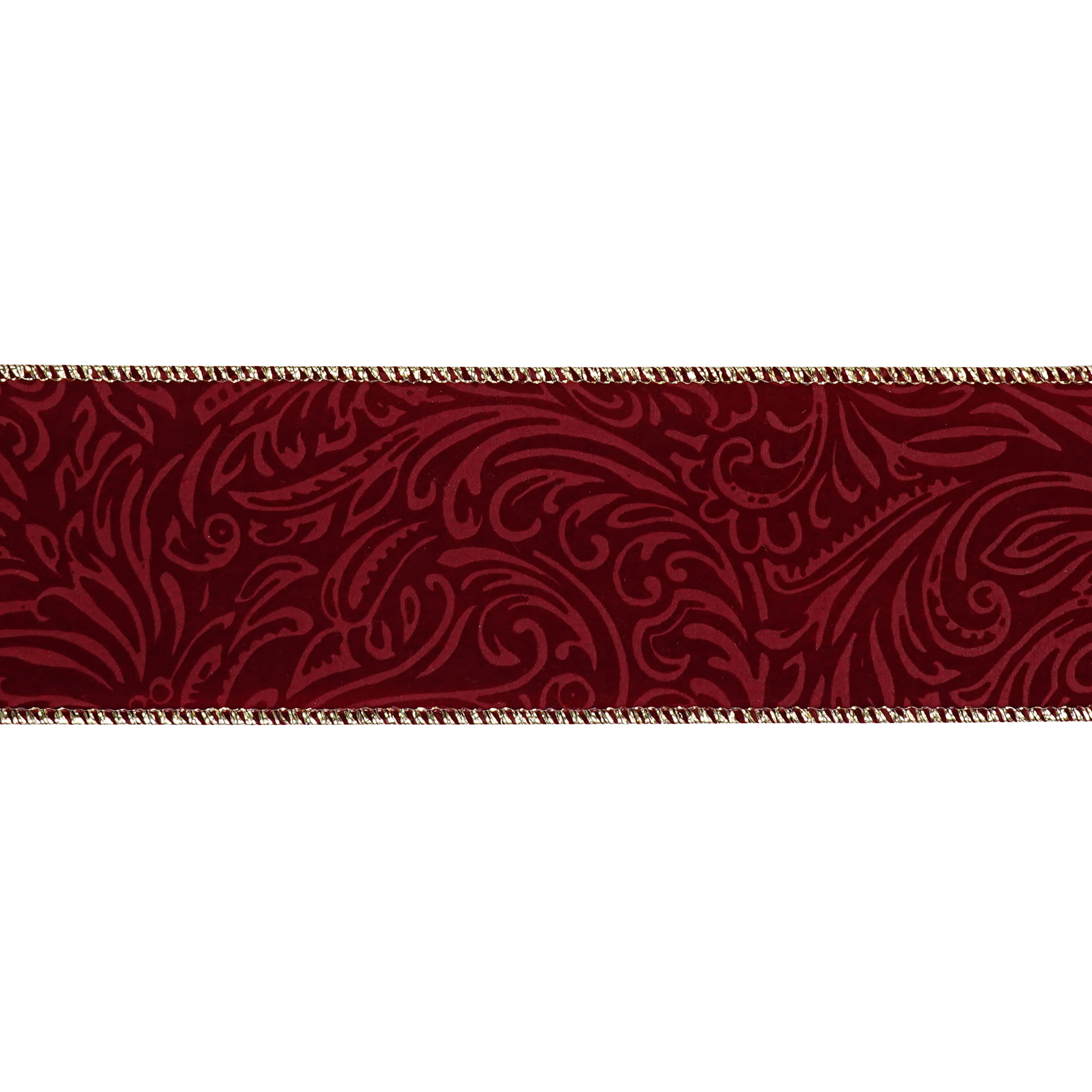 2.5" x 6.6yd. Burgundy Swirl Wired Velvet Ribbon by Celebrate It®