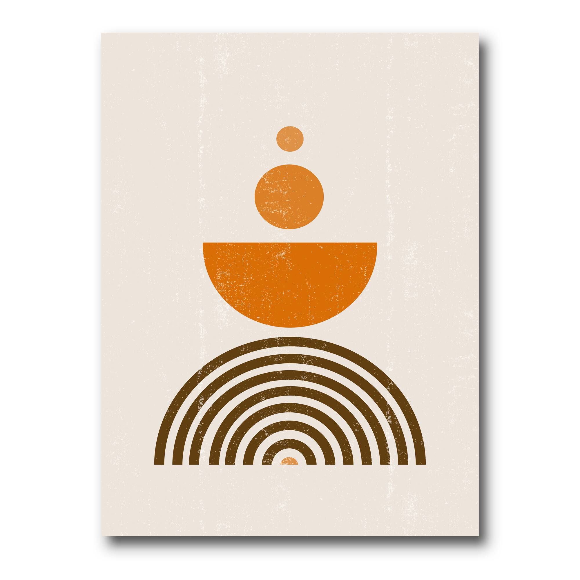 Designart - Abstract Rainbow Sun and Moon In Earth Tones V - Modern Canvas Wall Art Print