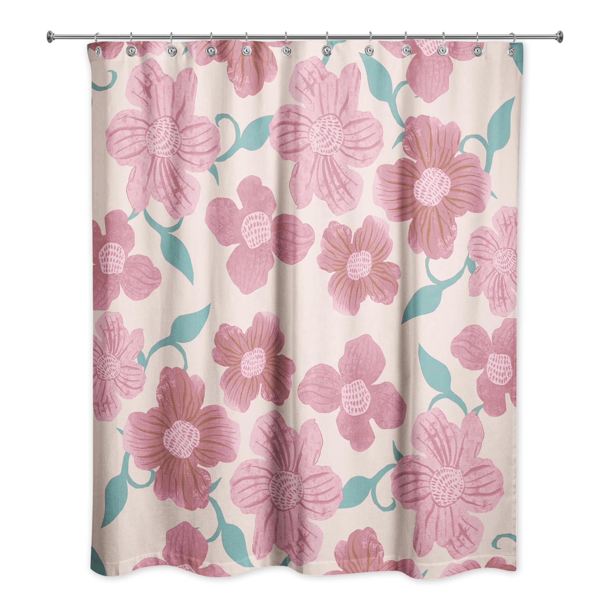Pink Florals 71" x 74" Shower Curtain