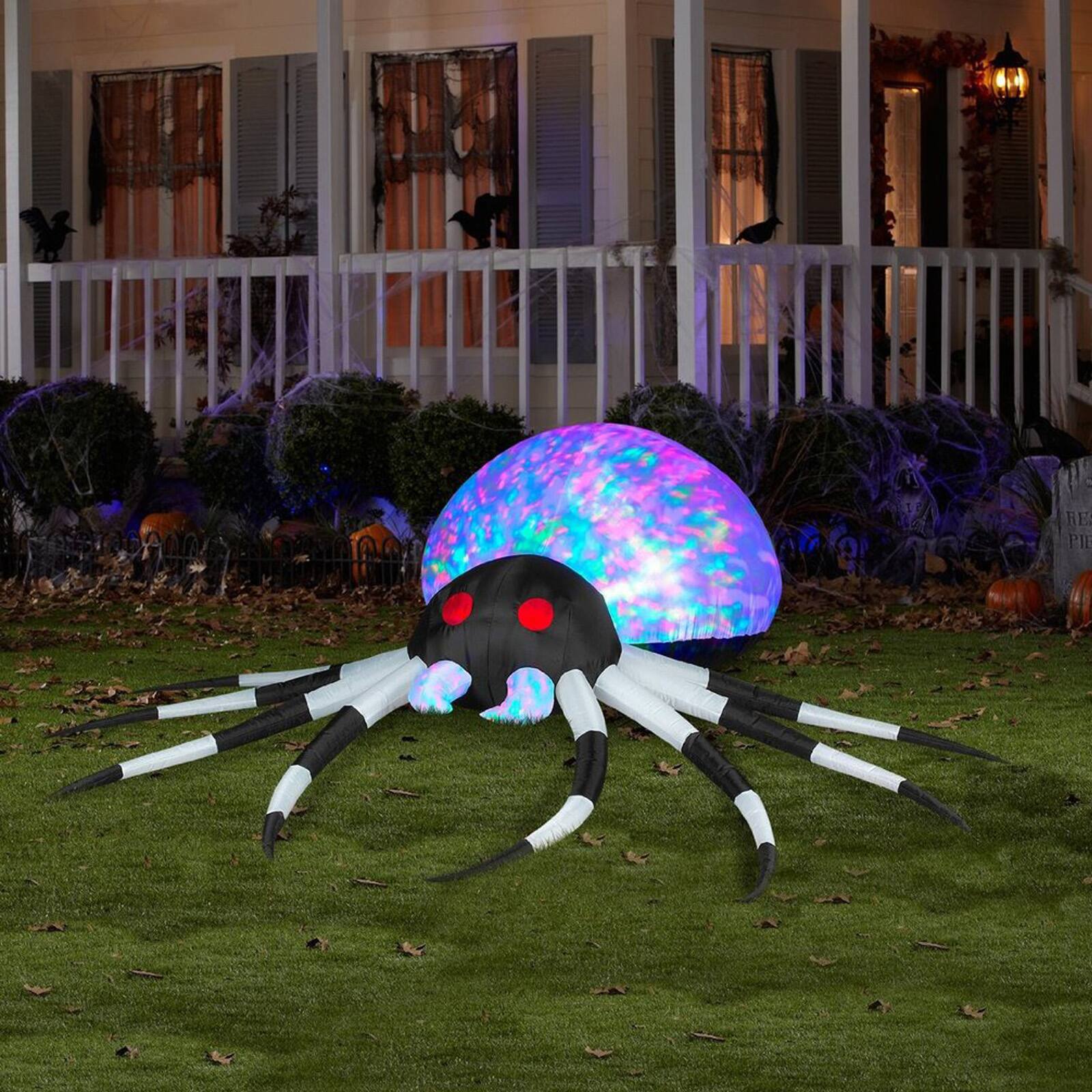 2.5ft. Airblown® Inflatable Halloween Projection Kaleidoscope Black & White Spider