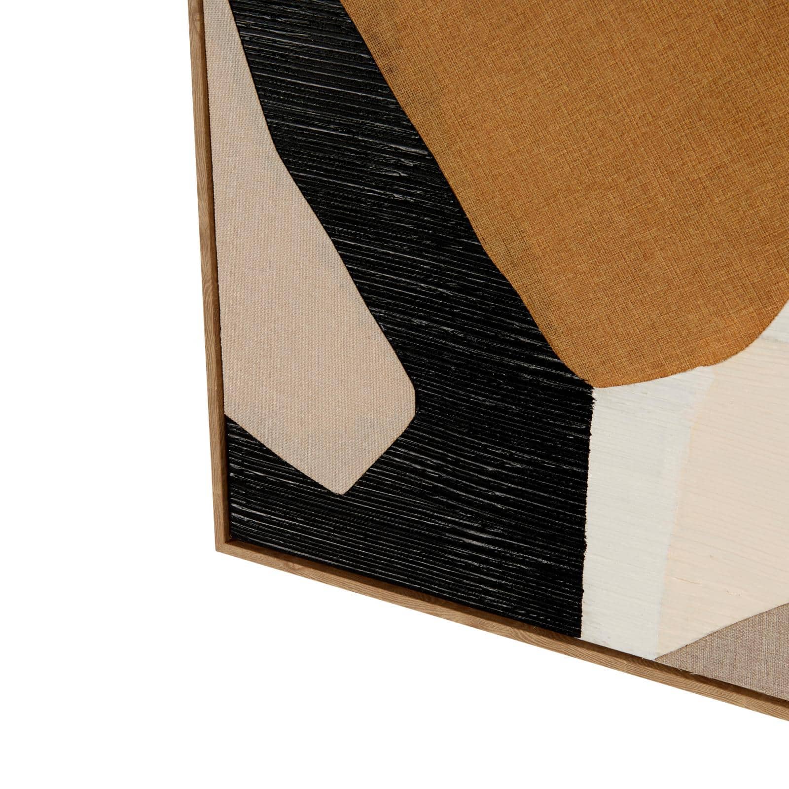 48" x 32" Brown Wooden Geometric Abstract Overlapping Circle Decorative Wall Art with Cream Accents