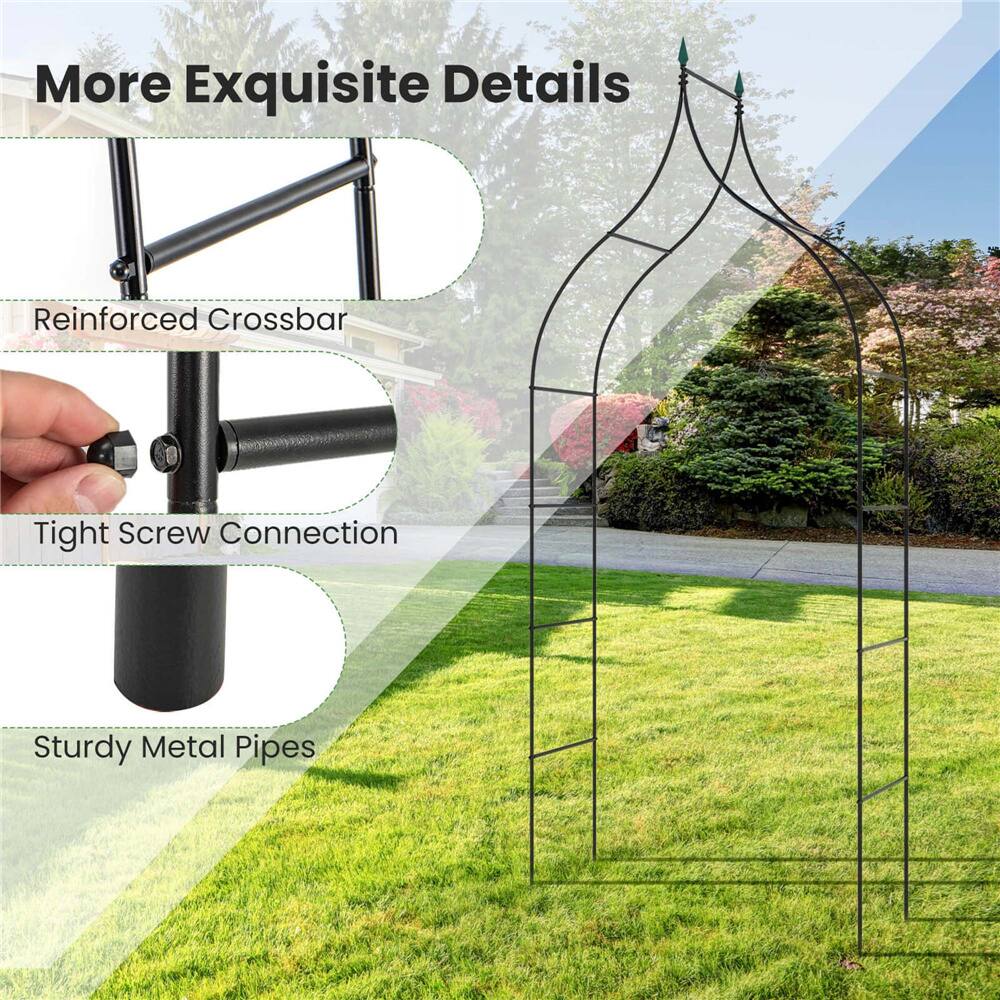 Costway 4.1ft. x 1.3ft. x 9.5ft. Garden Arbor with Multiple Side Crossbars Powder-Coated Metal Tubes
