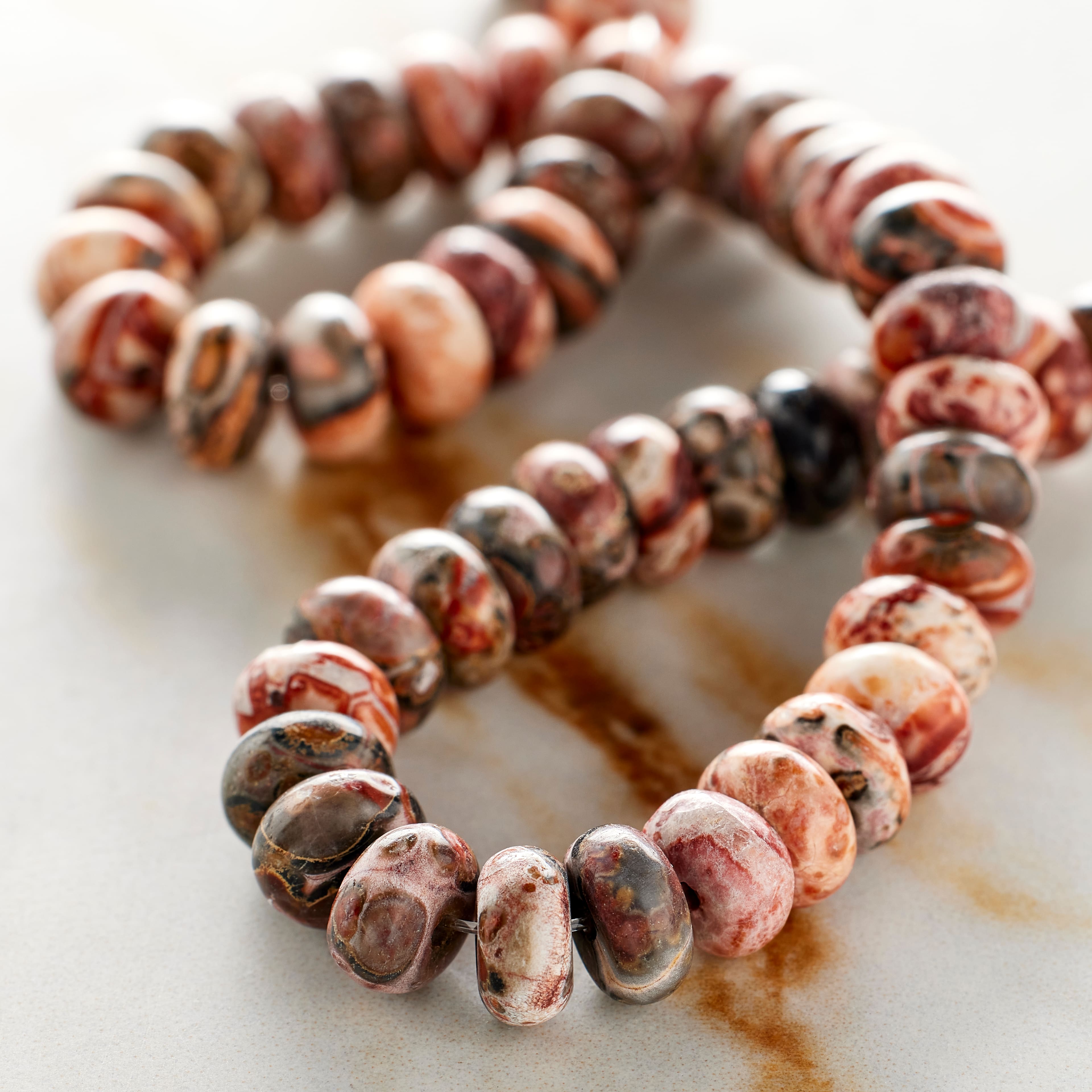 12 Pack: Leopard Jasper Rondelle Beads by Bead Landing™, 6mm