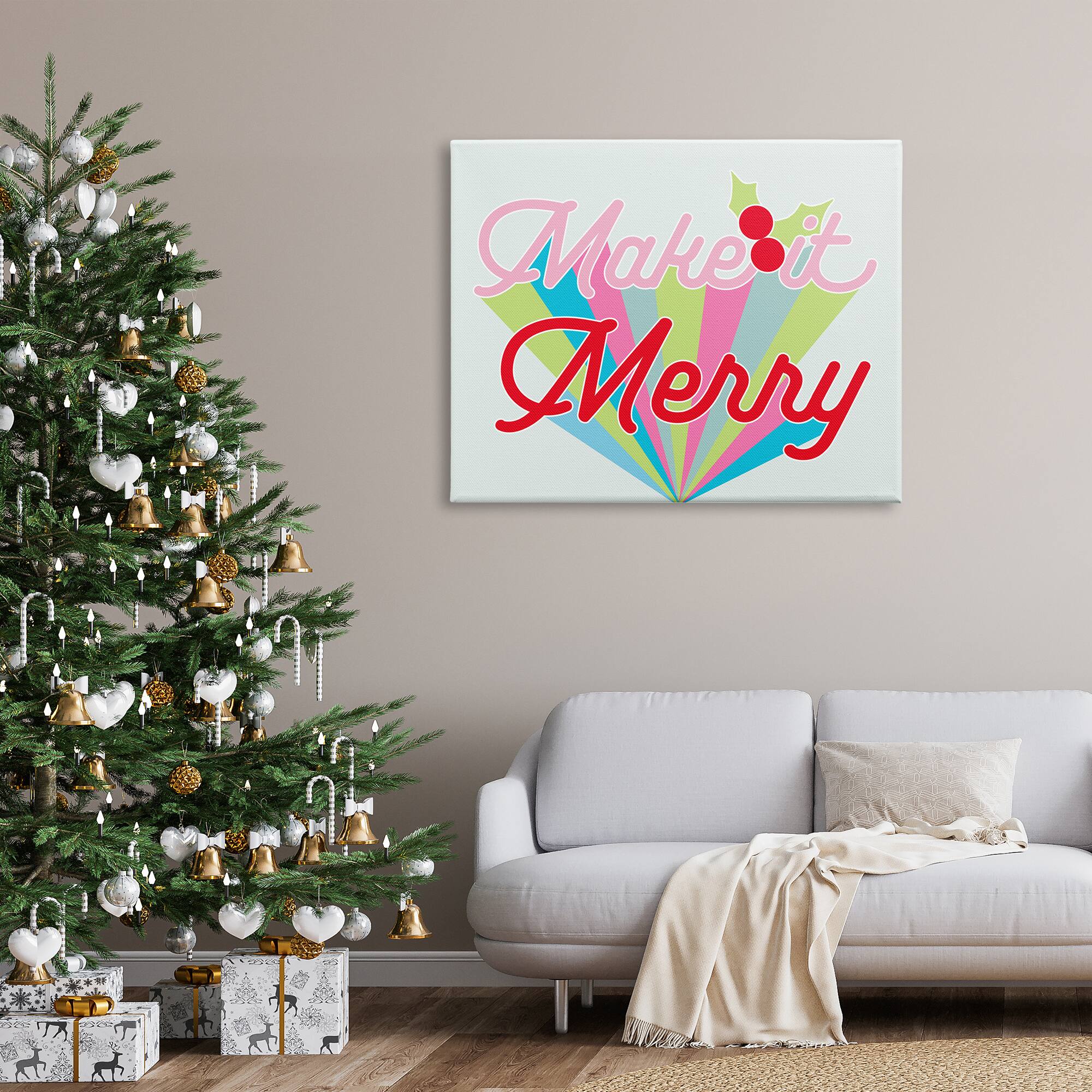 Stupell Industries Make It Merry Bold Christmas Stripes Canvas Wall Art
